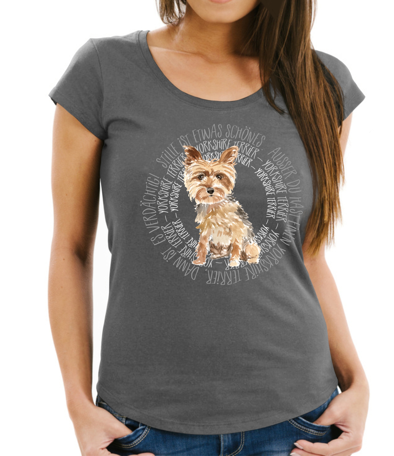 YORKSHIRE TERRIER DAMEN T-SHIRT CIRCLE Watercolor by SIVIWONDER