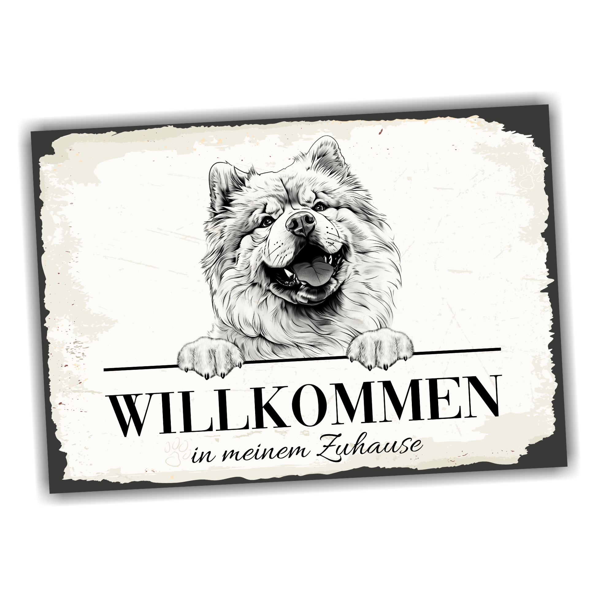 Hundeschild Willkommen Zuhause Chow-Chow Schild Achtung Spruch