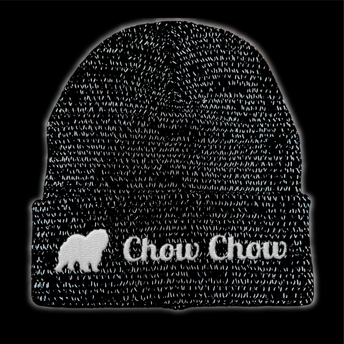 Chow Chow reflektierende Mütze Stickerei Hund Winter Strickmütze reflex Beanie warm