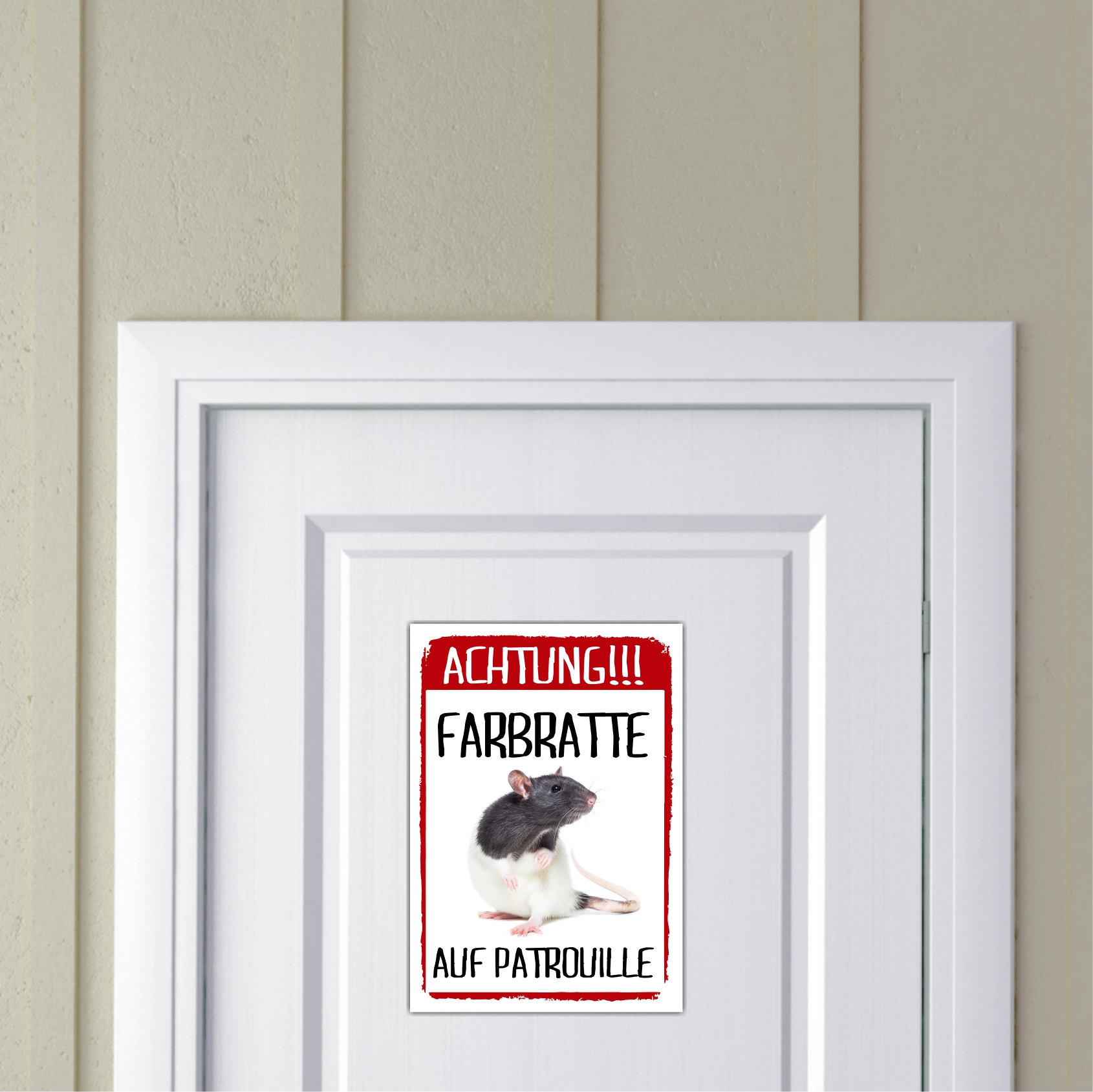 Farbratte auf Patrouille Türschild Warnschild Spruch Ratte Schild happy Design by Siviwonder