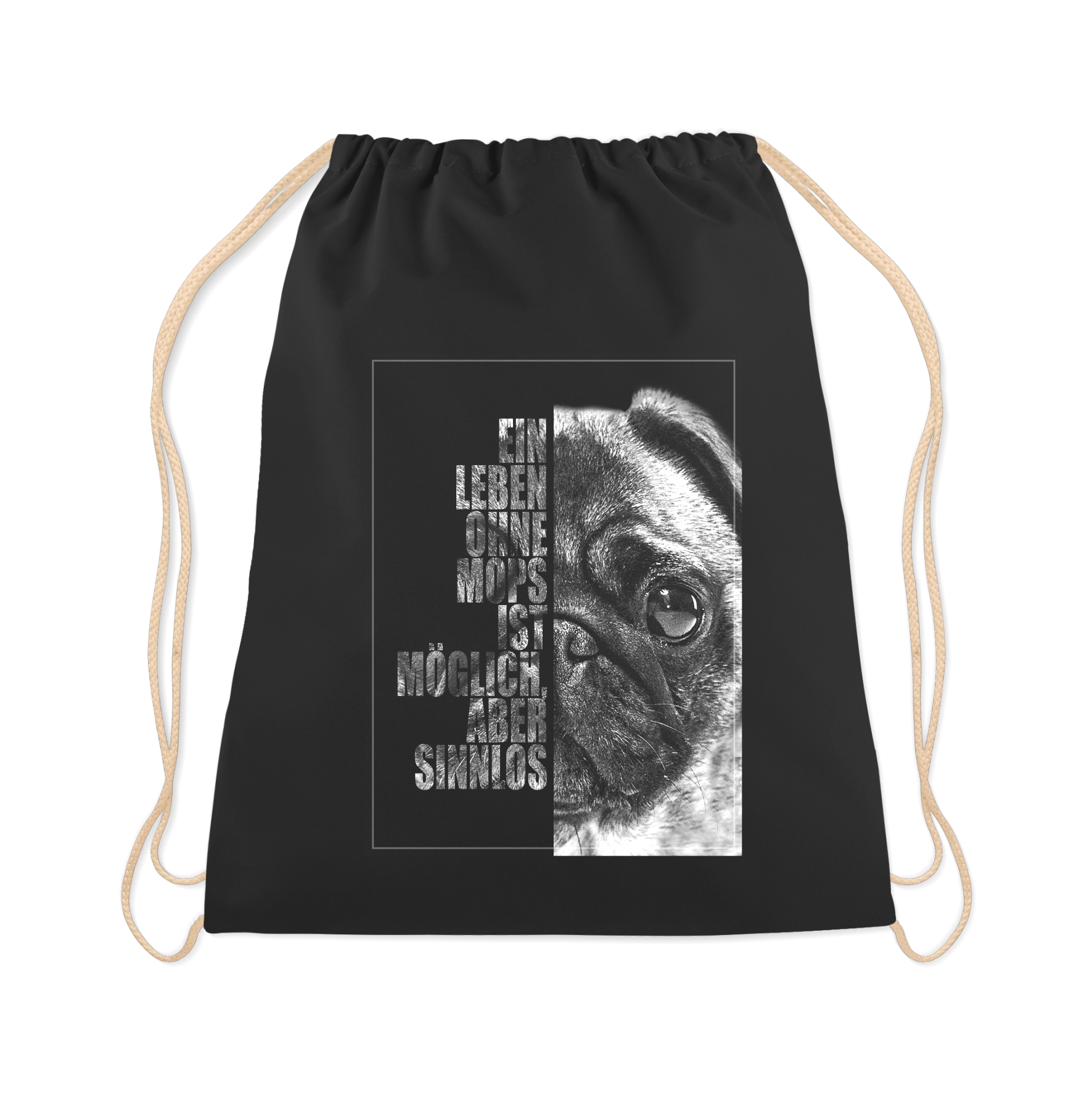 Mops Turnbeutel Face Hundemotiv Pug Carlino Chinese pug Dutch bulldog  Dutch mastiff Mini mastiff  Carlin Doguillo