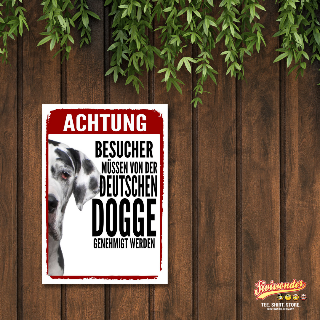 Deutsche Dogge 2 Genehmigung Dog Schild Spruch Türschild Hundeschild Warnschild