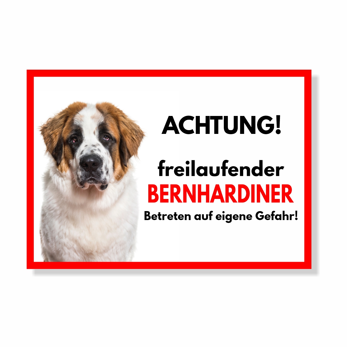 Bernhardiner Freilaufender Hund Dog Schild Spruch Türschild Hundeschild Warnschild