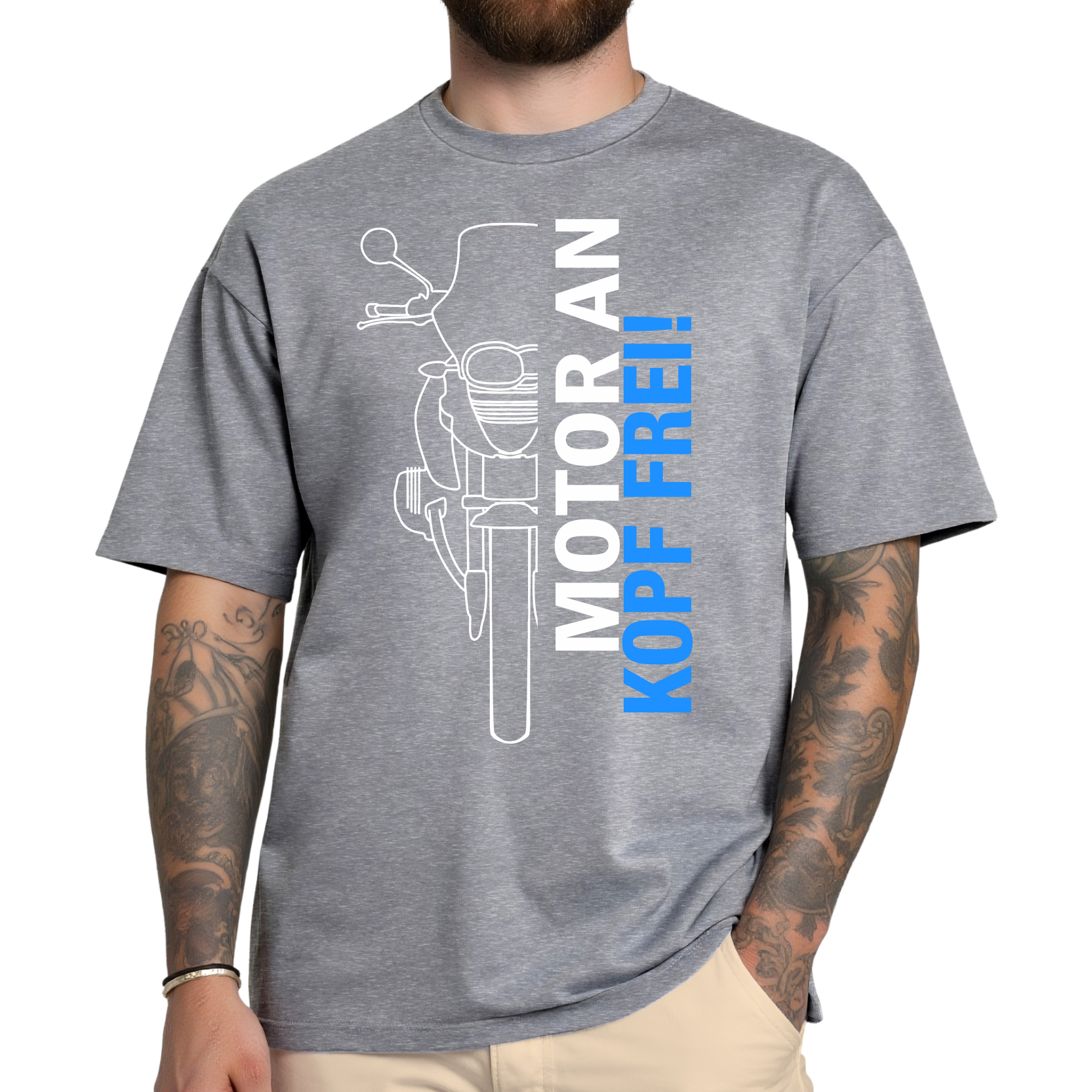 Unisex T-Shirt Motorrad lustiger Spruch Motor an - Kopf frei Schnabeltier Motorrad