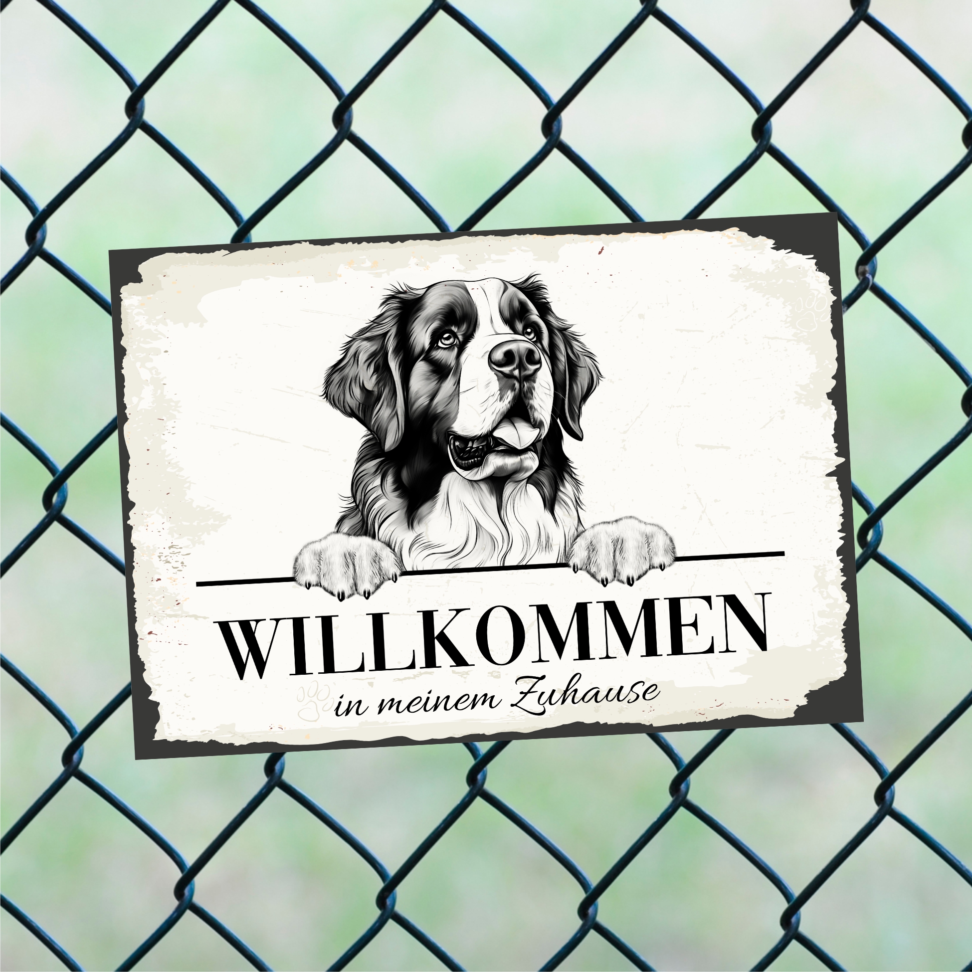 Hundeschild Willkommen Zuhause Bernhardiner  Schild Achtung