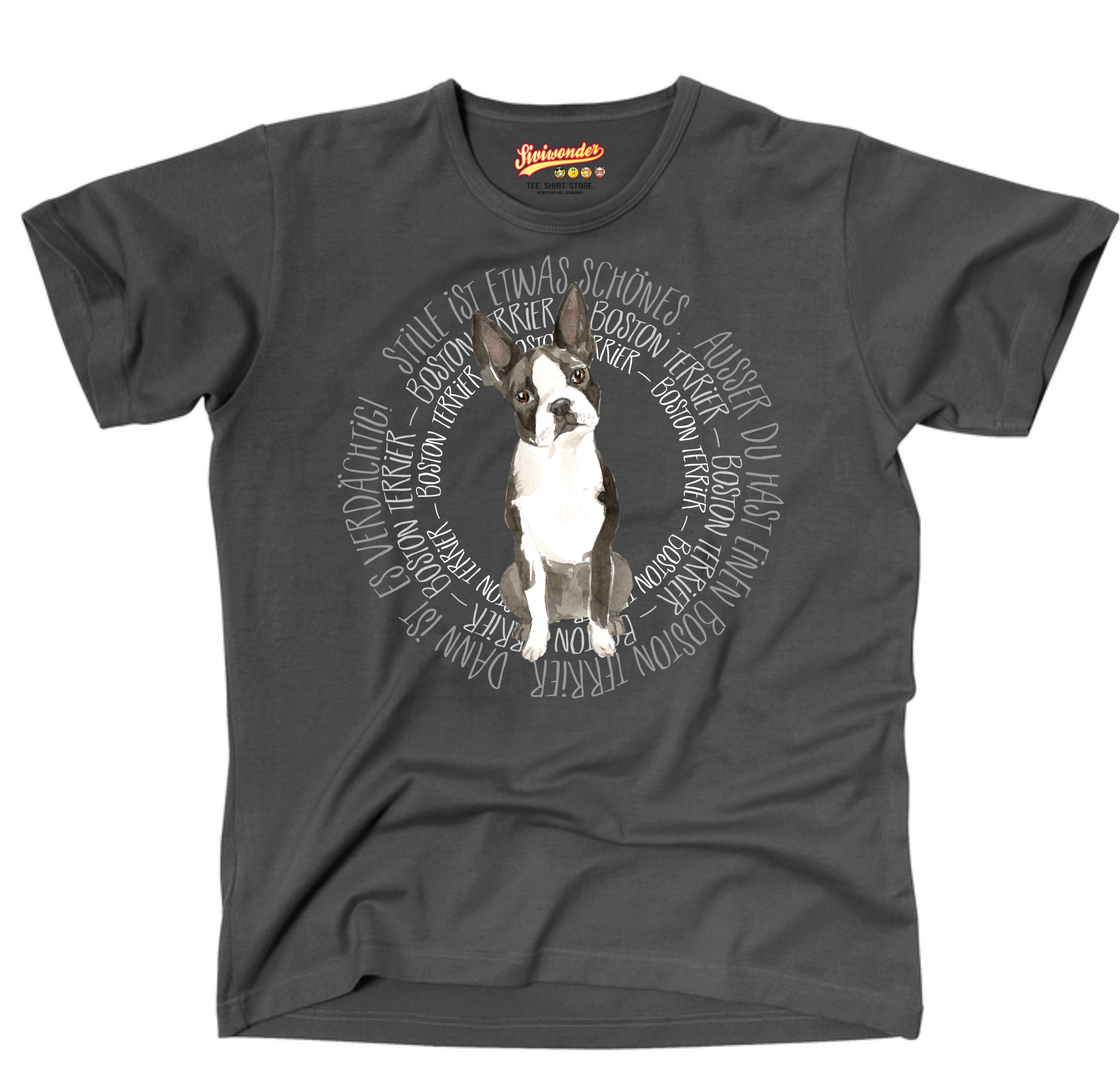 BOSTON TERRIER UNISEX T-SHIRT CIRCLE Watercolor by SIVIWONDER