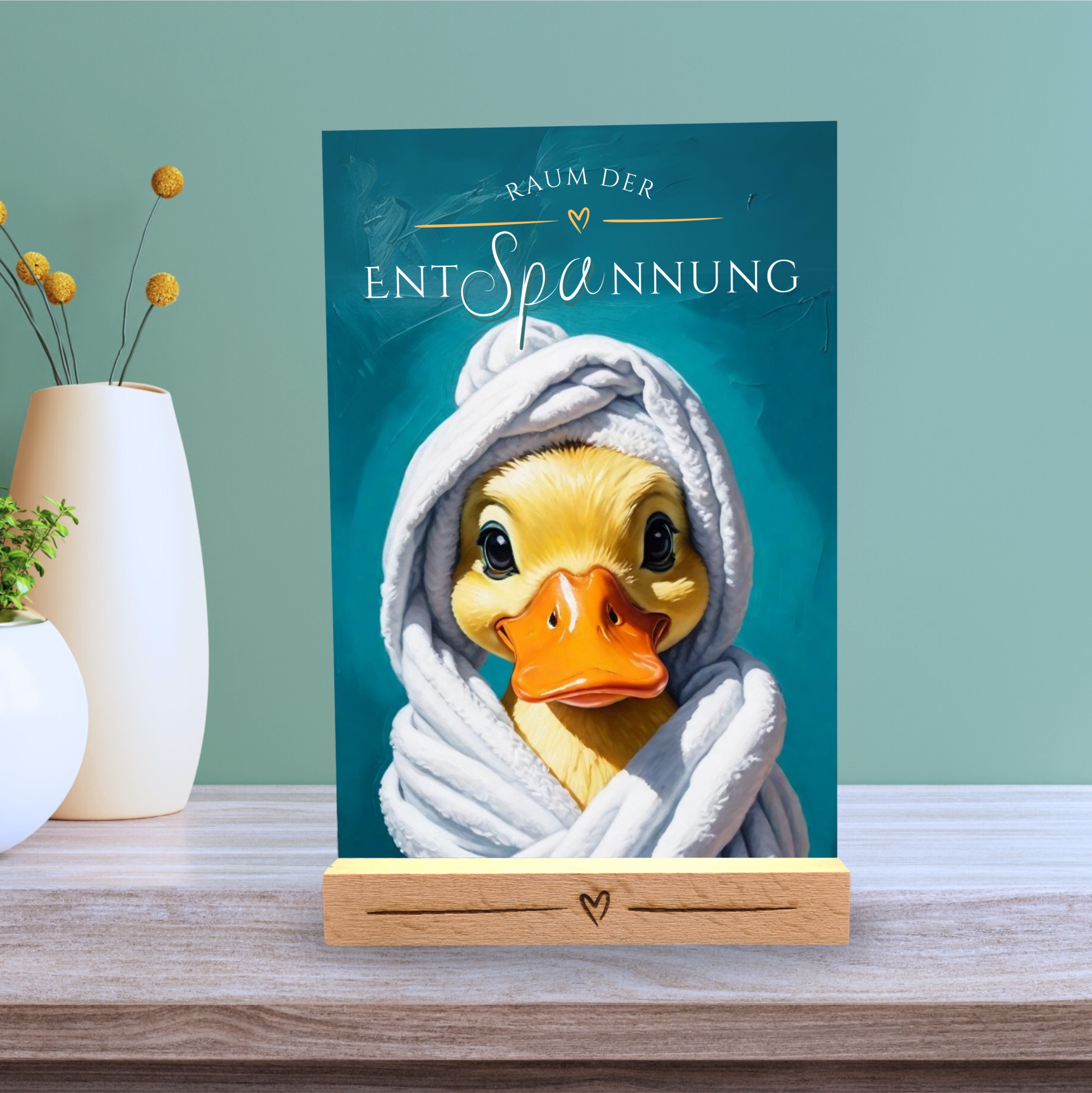 Ente Enten Schild Wellness Handtuch Entspannung  Schild Spruch
