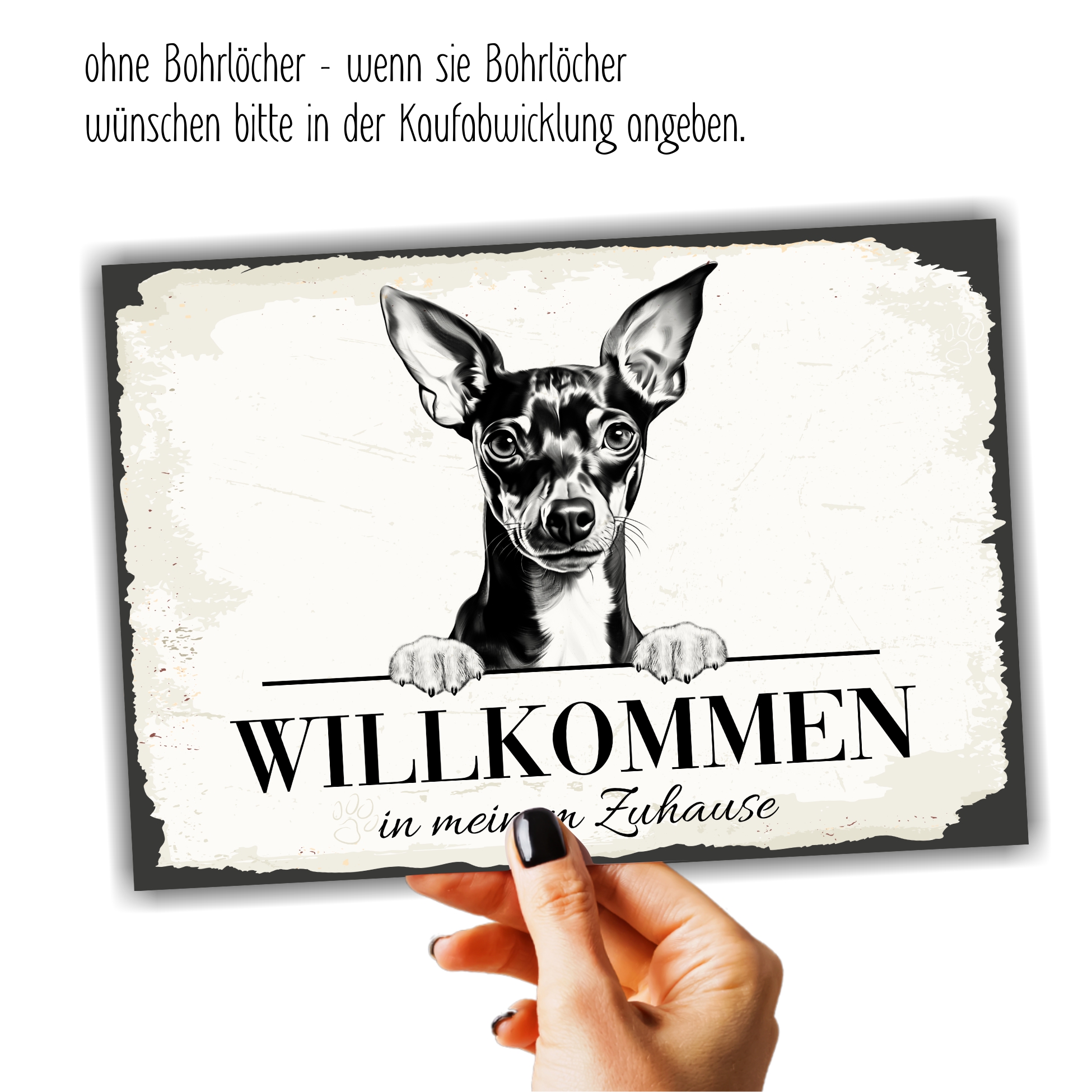Hundeschild Willkommen Zuhause Zwergpinscher Pinscher Schild Achtung