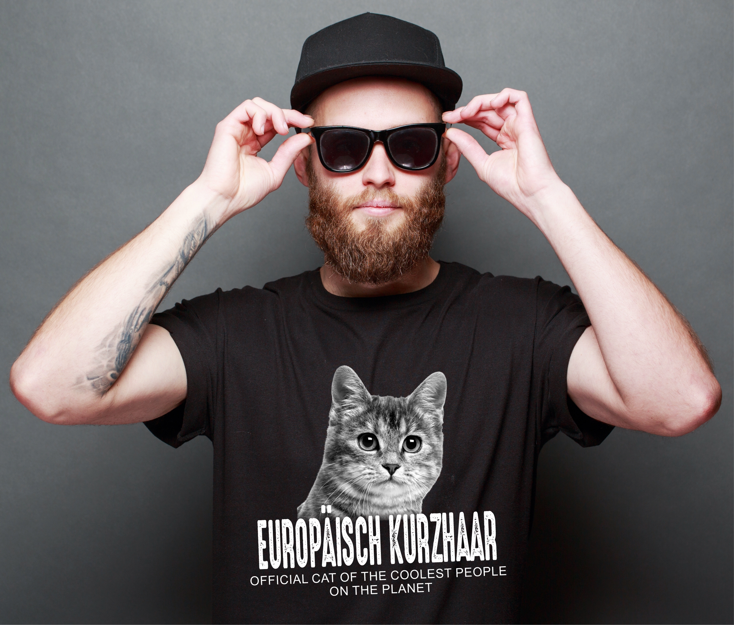 Europäische Kurzhaar European Shorthair Katze Cat Unisex Shirt Katzenmotiv T-Shirt