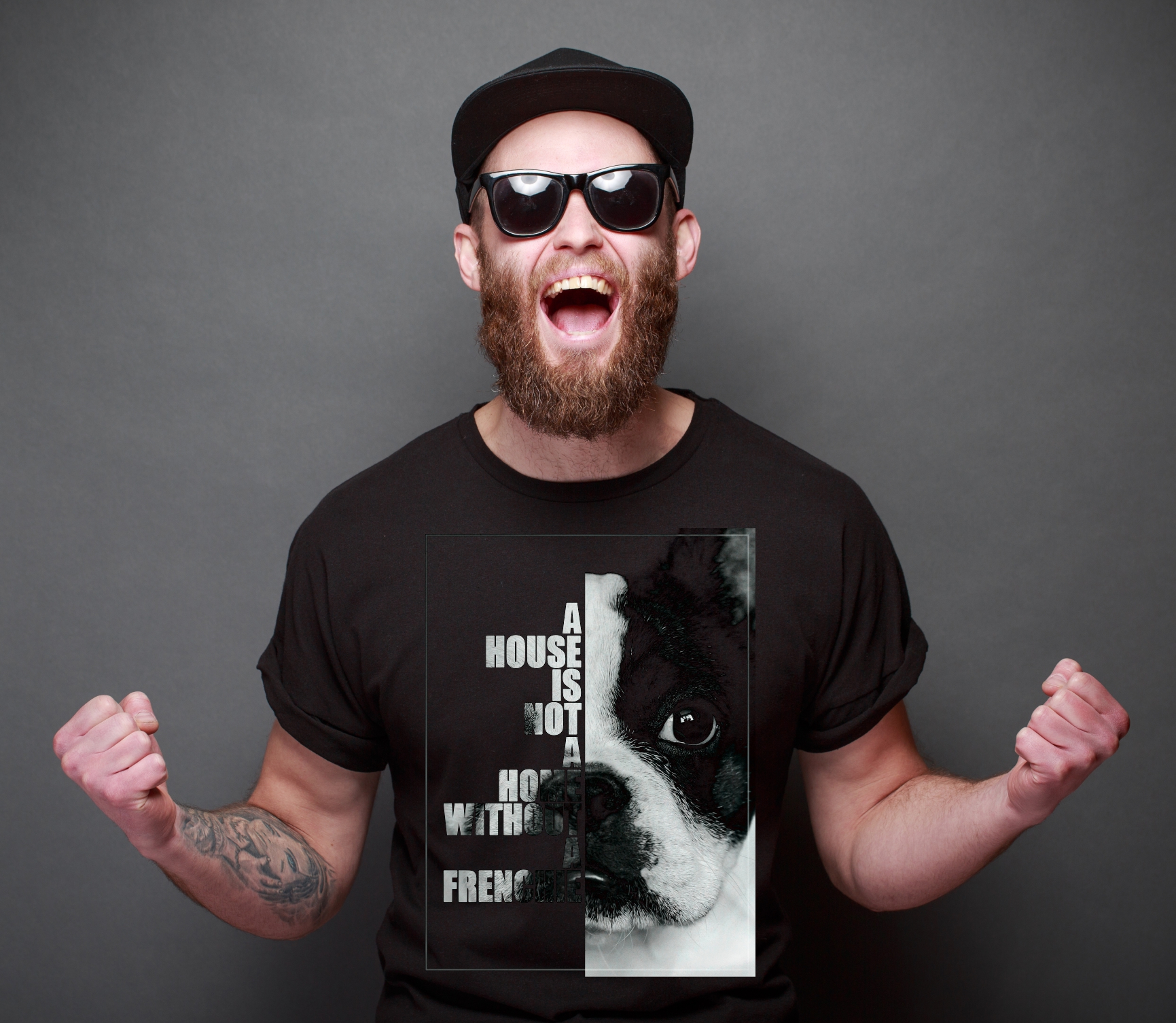Französische Bulldogge Unisex T-Shirt Face Hundemotiv Frenchie French Bulldog Bully