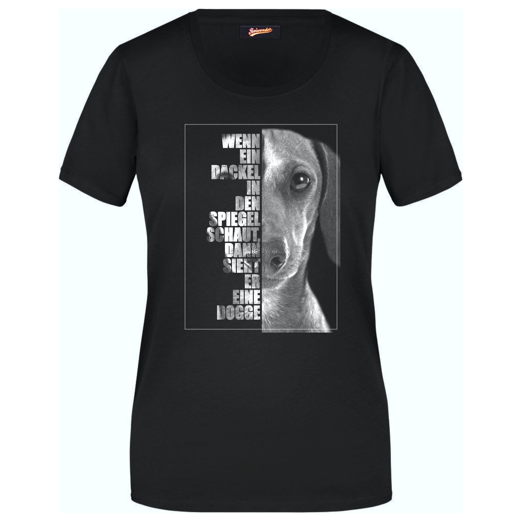 Dackel Damen T-Shirt Face Hundemotiv Teckel Dachshund Wiener Dog
