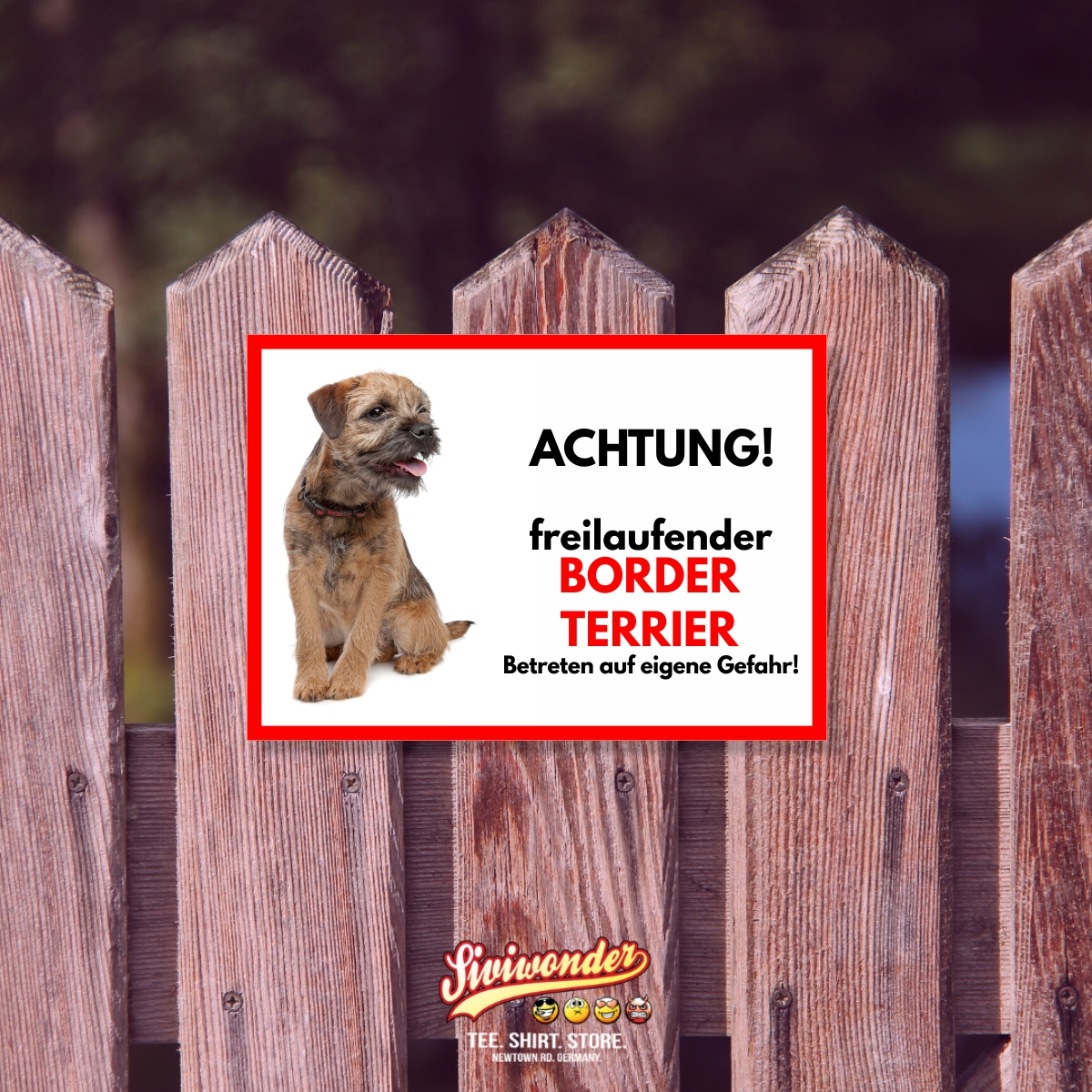 Border Terrier Freilaufender Hund Dog Schild Spruch Türschild Hundeschild Warnschild