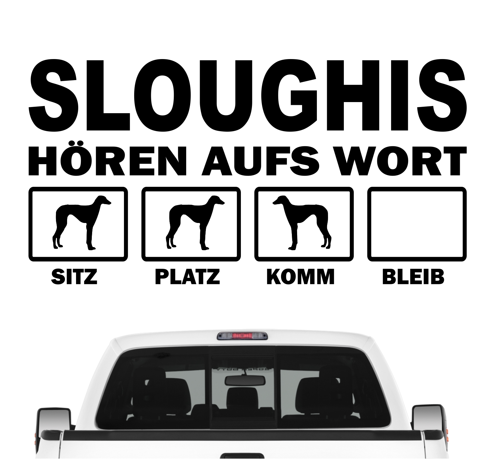 Sloughi Windhund Berber Greyhound Marokko arabischer  Hört aufs Wort Hunde Aufkleber Sticker Autoaufkleber Wandtattoo Tattoo
