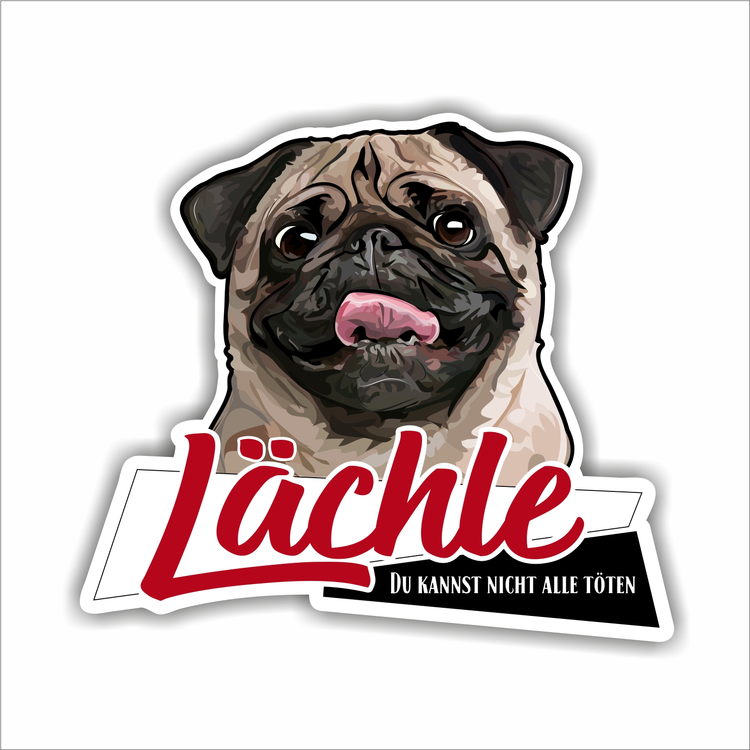 Aufkleber Sticker MOPS - LÄCHLE