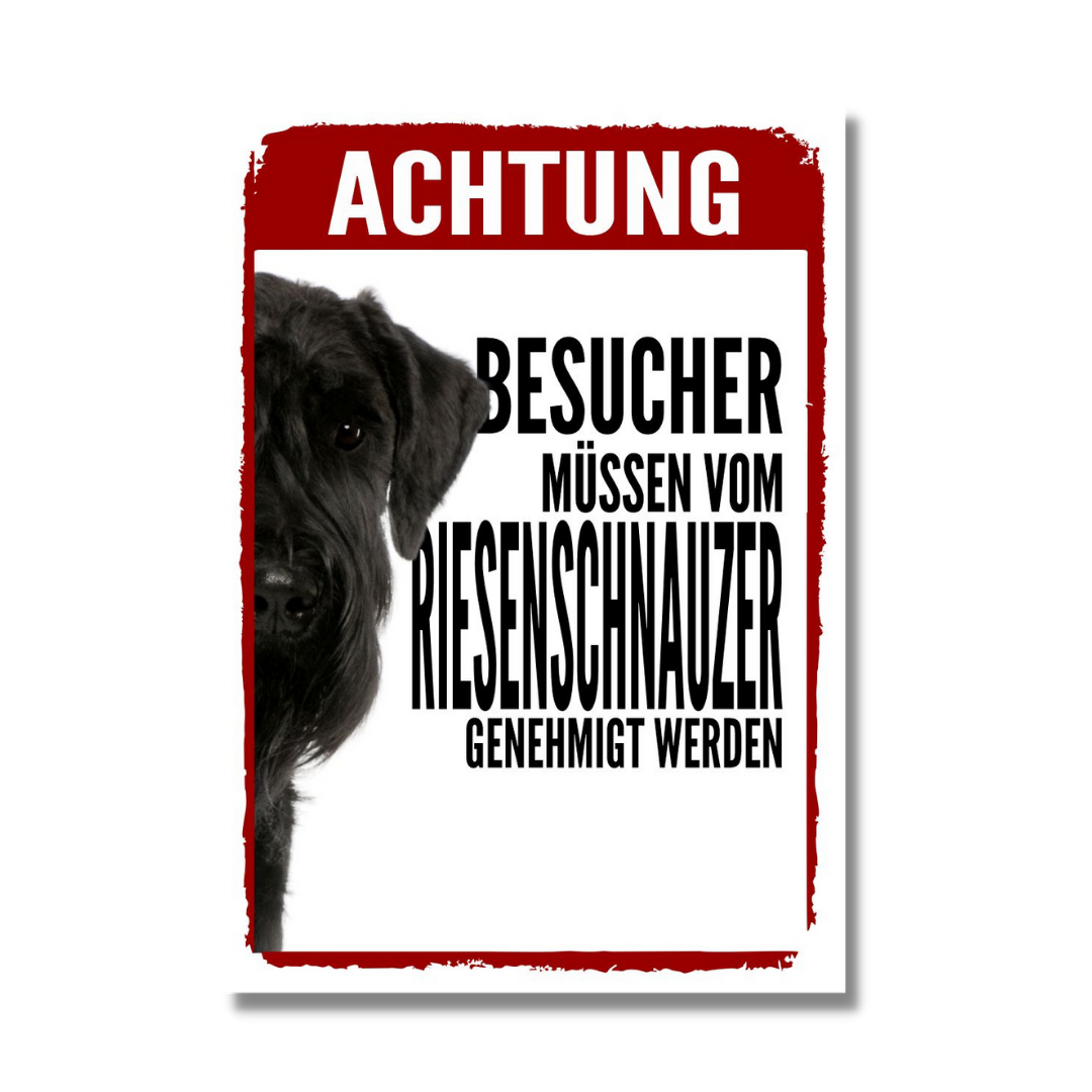 Riesenschnauzer Genehmigung Dog Schild Spruch Türschild Hundeschild Warnschild