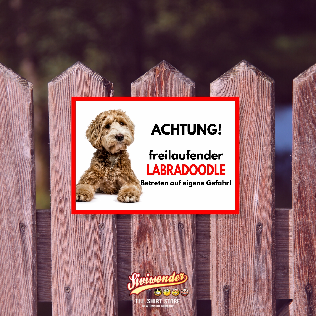 Labradoodle Freilaufender Hund Dog Schild Spruch Türschild Hundeschild Warnschild