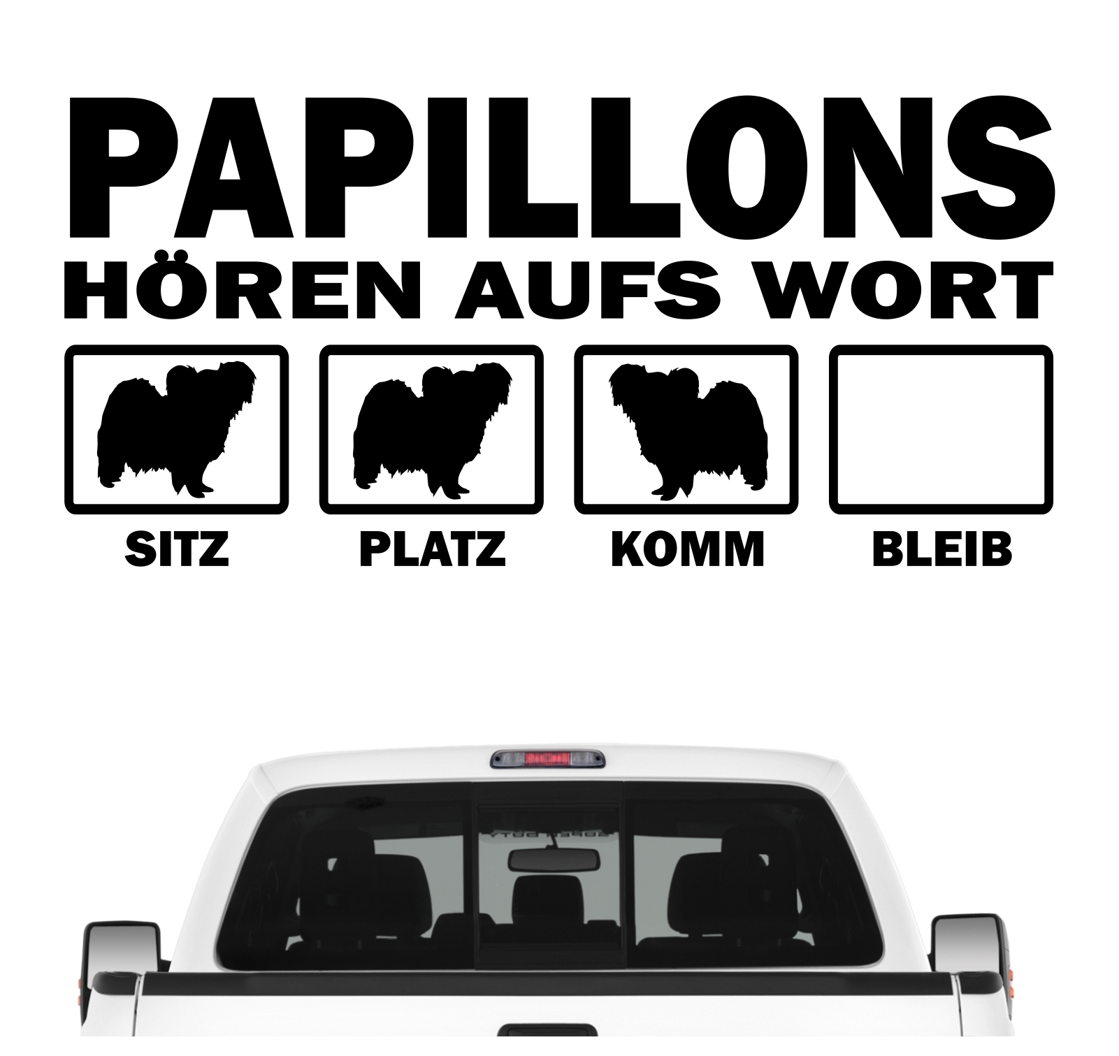 Papillon Zwergspaniel Kontinentaler Phalene Hört aufs Wort Hunde Aufkleber Sticker Autoaufkleber Wandtattoo Tattoo