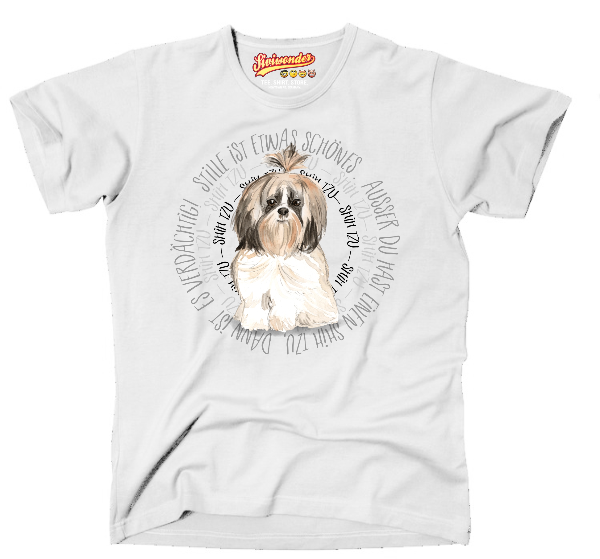 SHIH TZU UNISEX T-SHIRT CIRCLE Watercolor by SIVIWONDER