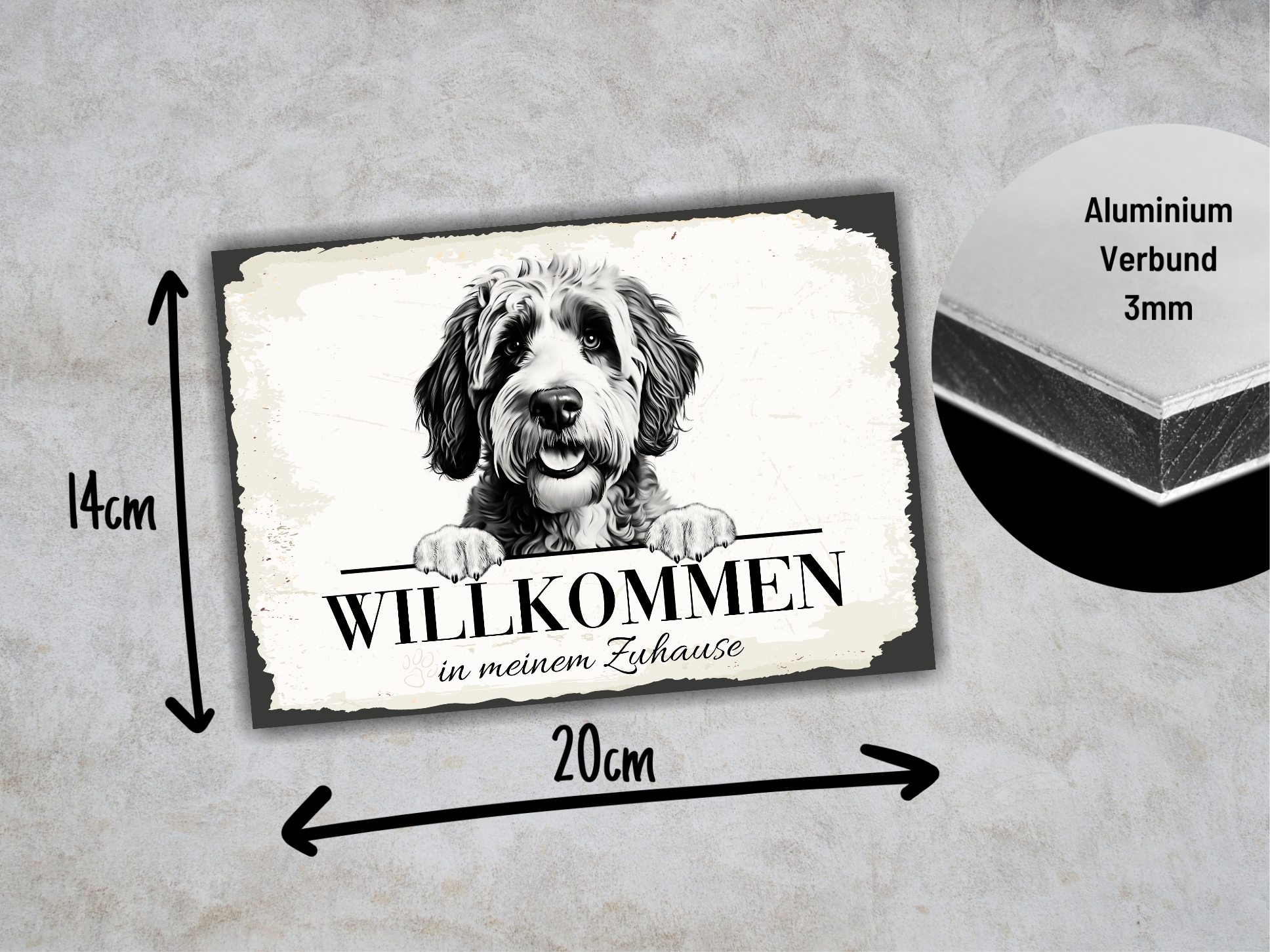 Hundeschild Willkommen Zuhause Portugiesischer Wasserhund Schild Achtung Spruch