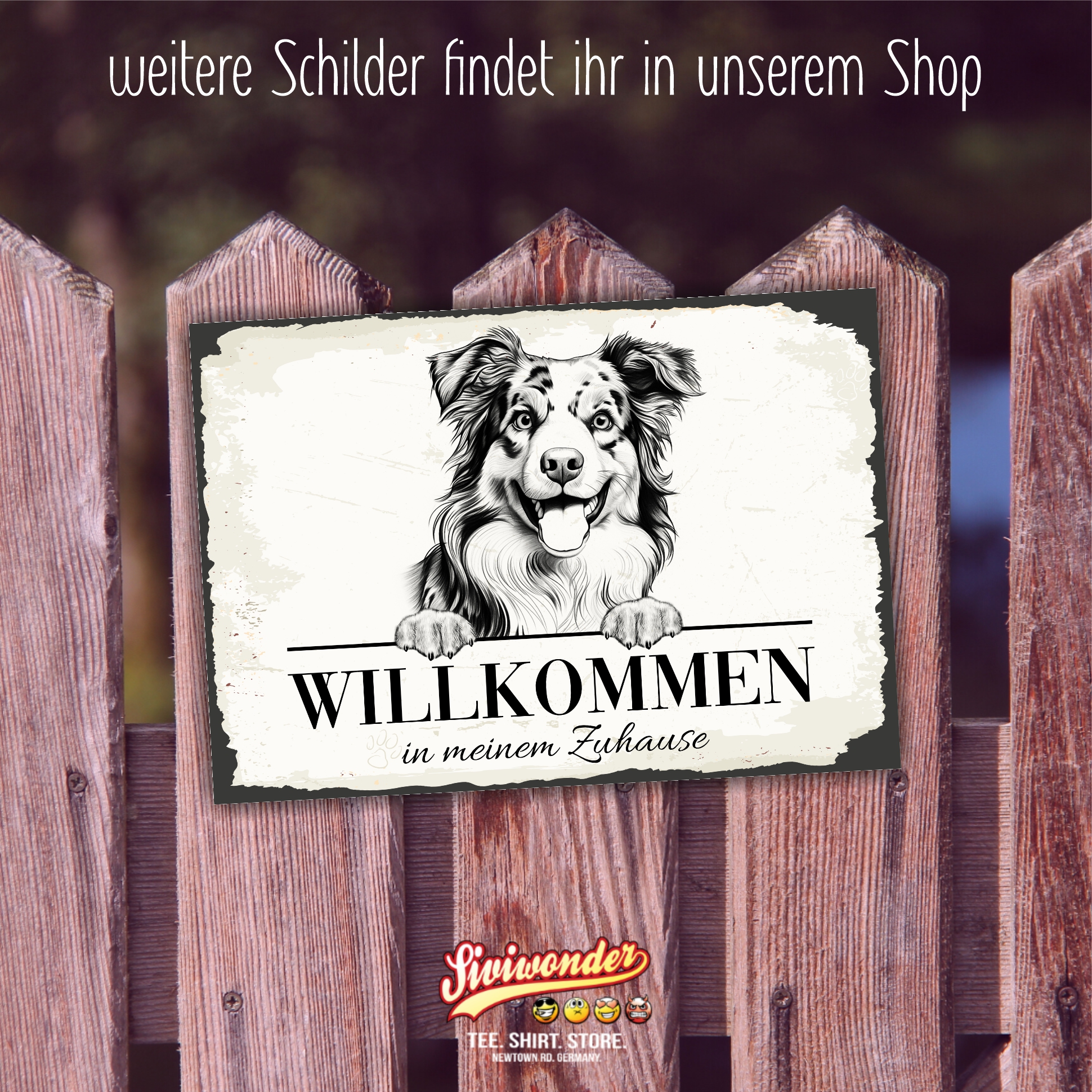 Hundeschild Willkommen Zuhause Aussie Terrier Schild Achtung Zaun Frau Spruch Türschild Hundeschild Warnschild  Design by Siviwonder