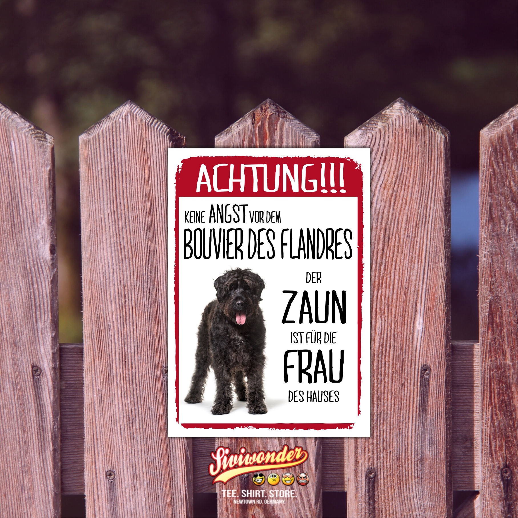 Bouvier Des Flandres Schild Achtung Zaun Frau Spruch Türschild Hundeschild Warnschild Fun