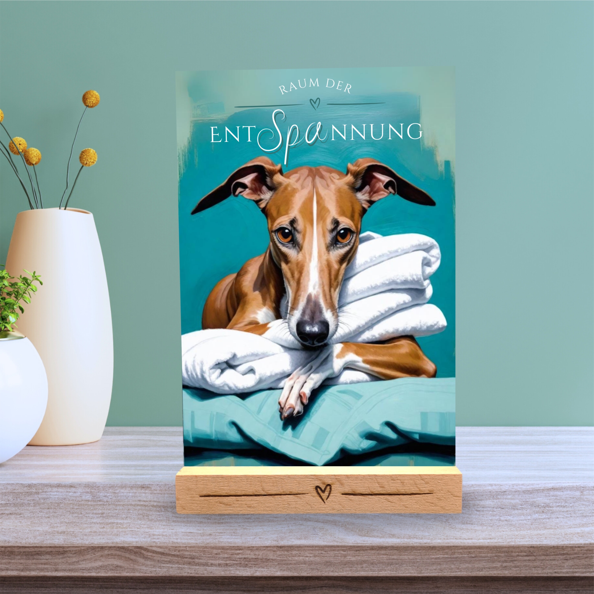 Hundeschild Deko Badezimmer Wellness Whippet  Schild Spruch