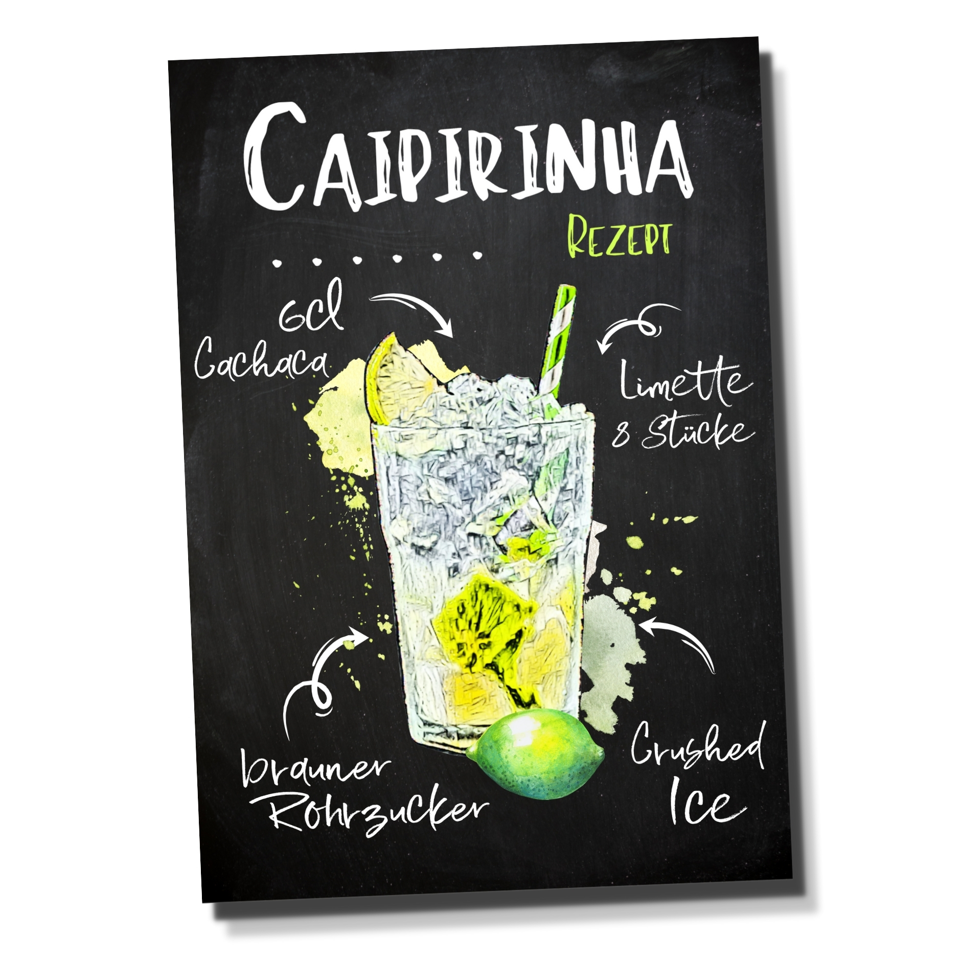 Caipirinha Caipi  Rezept Schild für deinen Partykeller Türschild Warnschild Privatgrundstück lustiges Spaß Schild  happy Design by Siviwonder