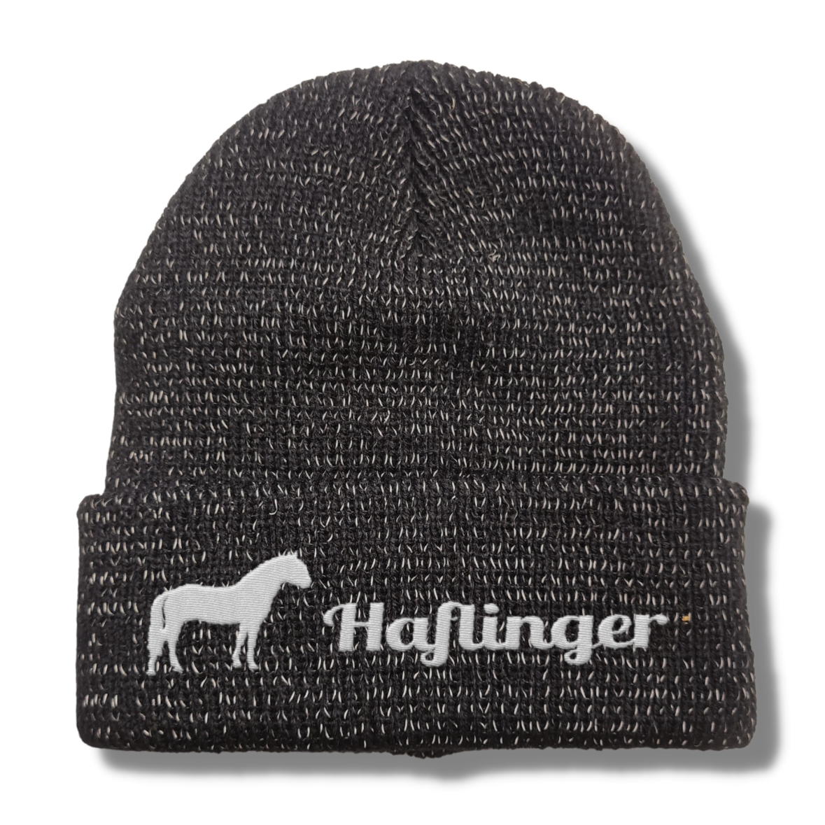 Haflinger reflektierende Mütze Stickerei Pferd Winter Strickmütze reflex Beanie warm