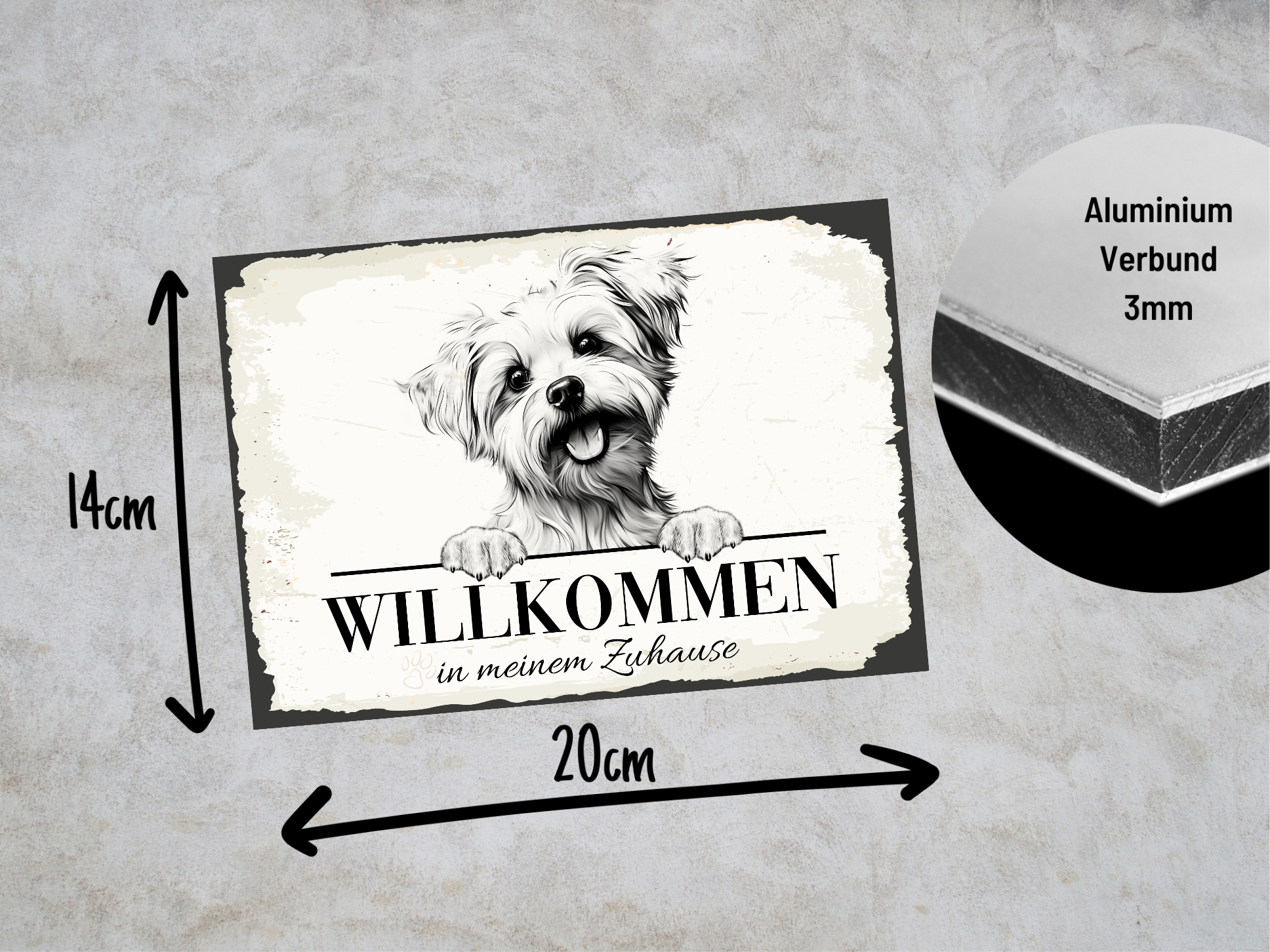 Hundeschild Willkommen Zuhause  Malteser Maltese Schild Achtung Spruch