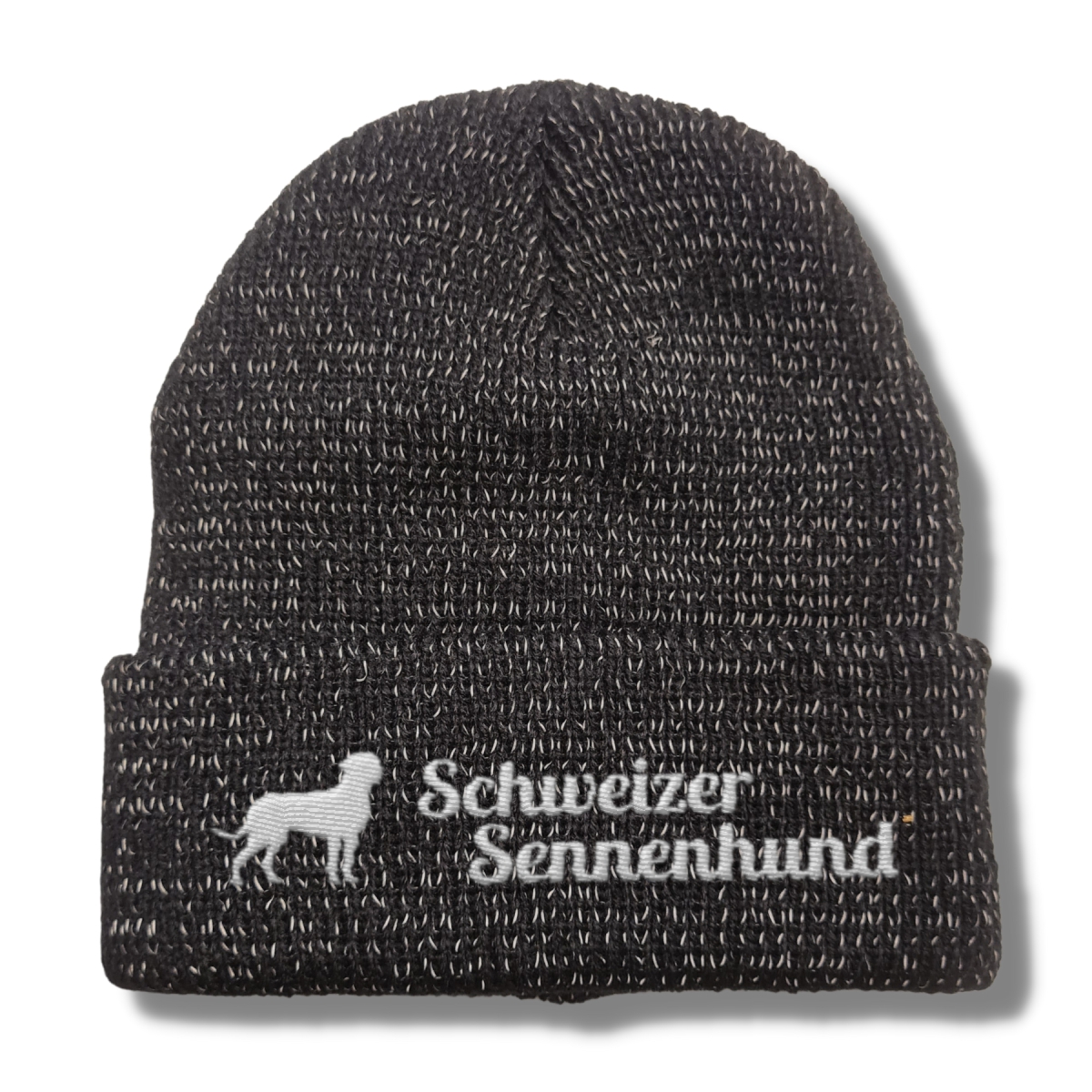 Schweizer Sennenhund reflektierende Mütze Stickerei Hund Winter Strickmütze reflex Beanie warm kalt