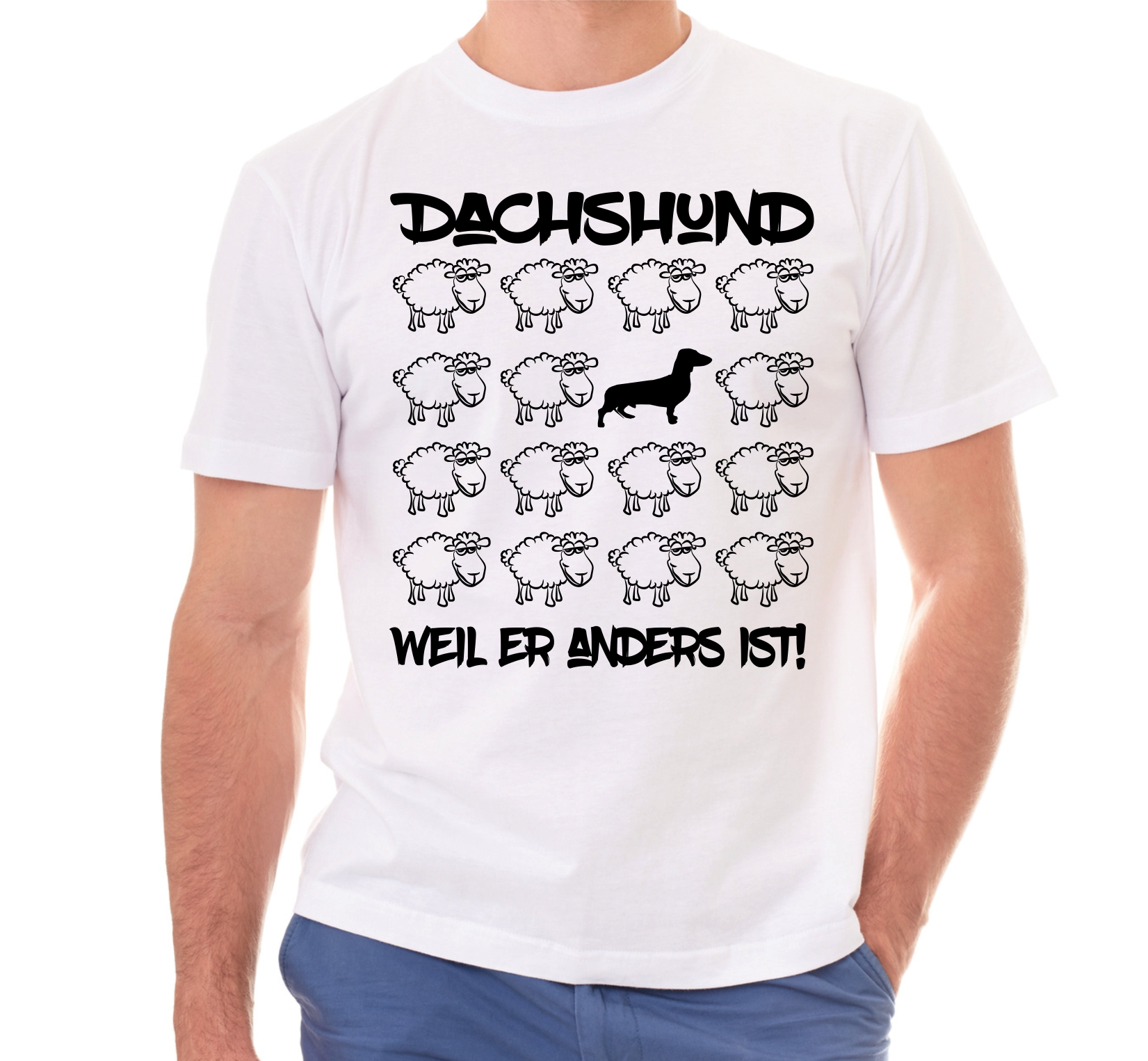 DACHSHUND UNISEX T-SHIRT BLACK SHEEP by SIVIWONDER
