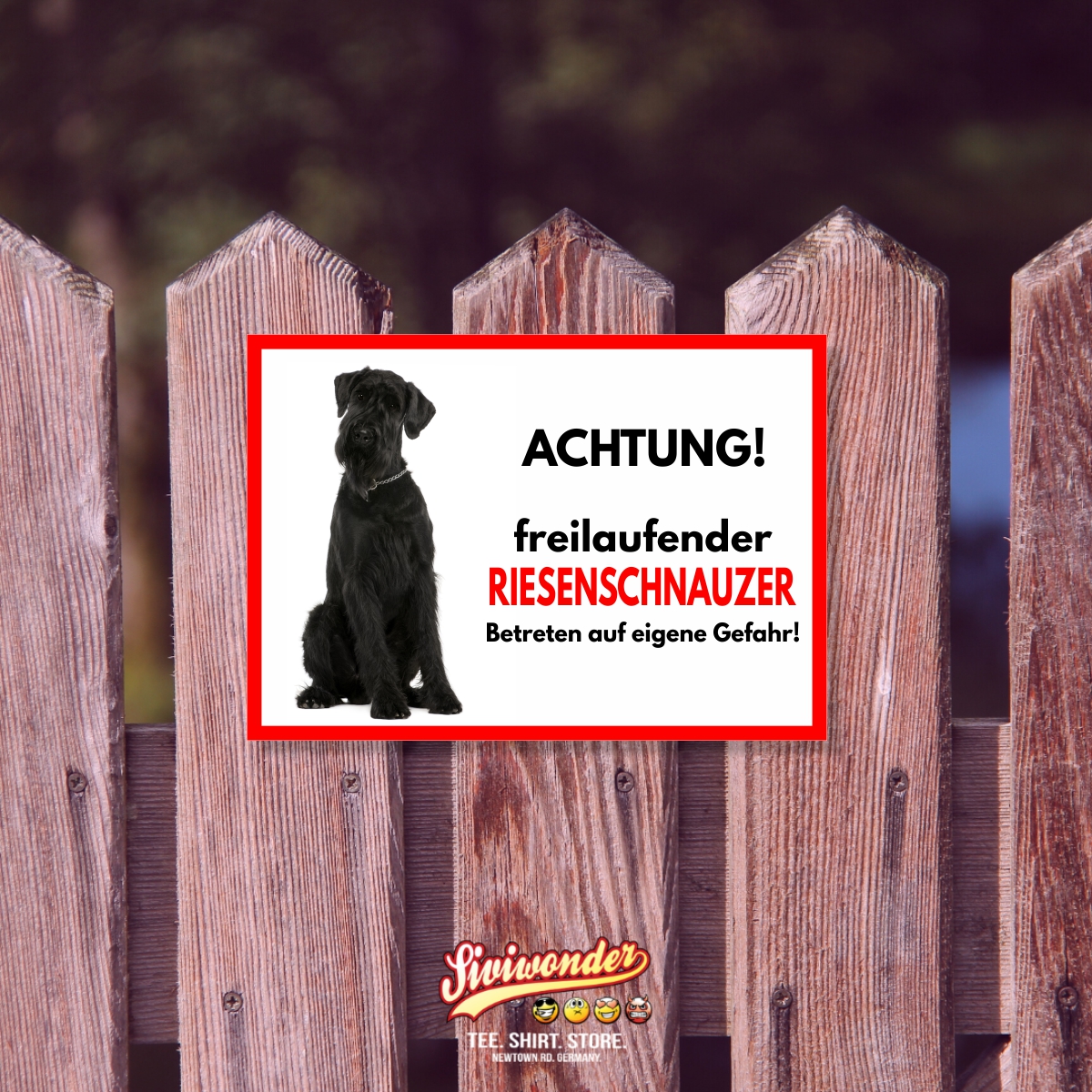 Riesenschnauzer Freilaufender Hund Dog Schild Spruch Türschild Hundeschild Warnschild