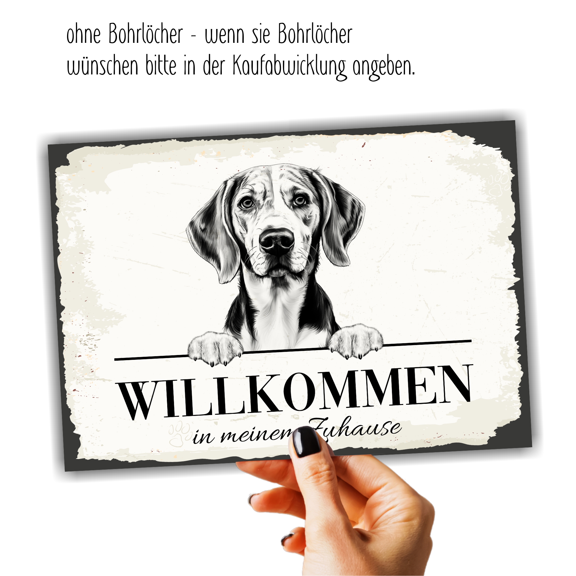 Hundeschild Willkommen Zuhause  English Foxhound Fox Terrier Schild Achtung Spruch