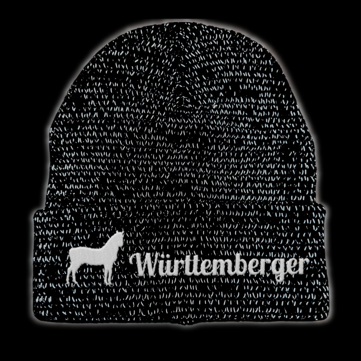 Württemberger reflektierende Mütze Stickerei Pferd Winter Strickmütze reflex Beanie warm