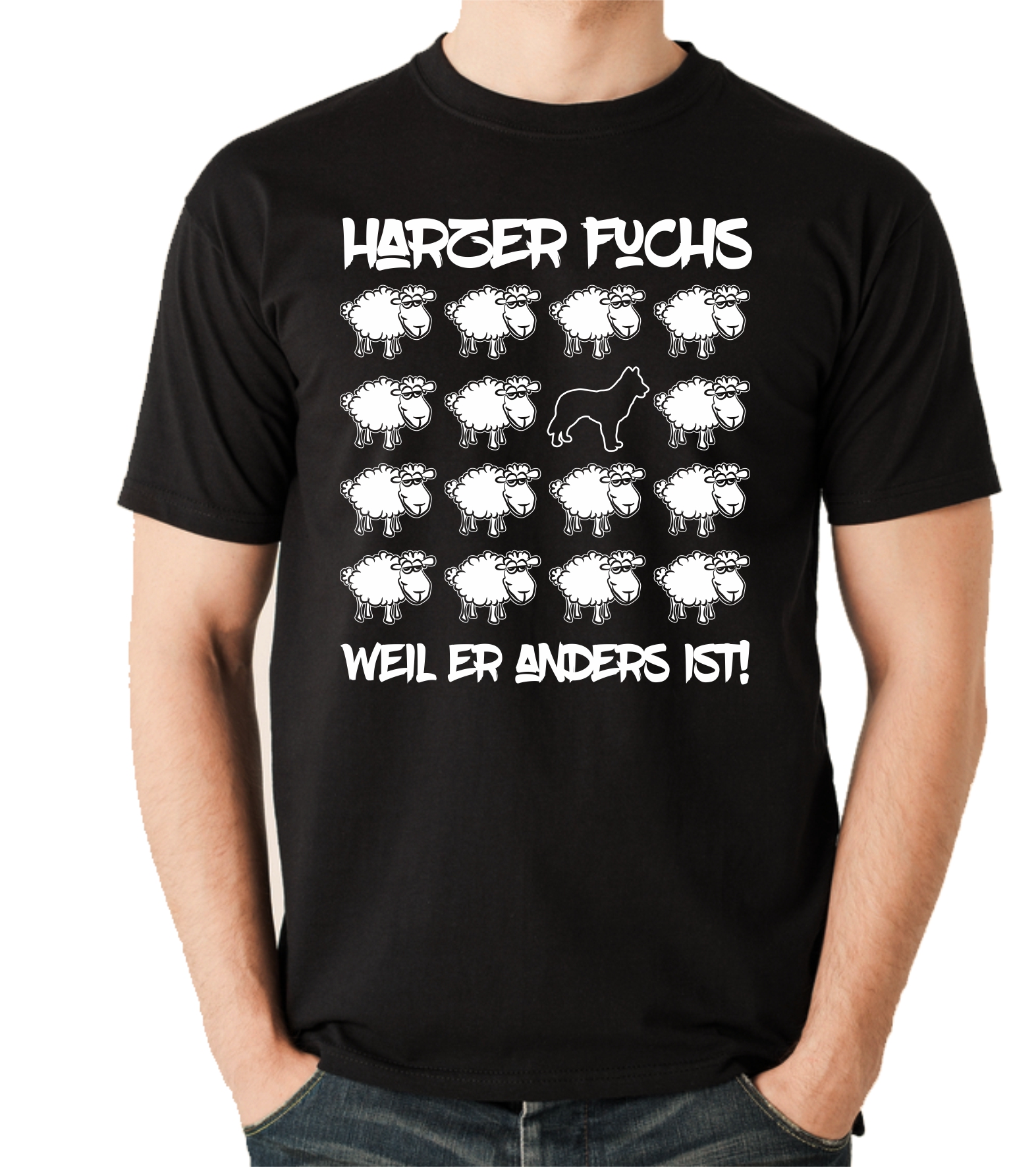 HARZER FUCHS UNISEX T-SHIRT BLACK SHEEP by SIVIWONDER