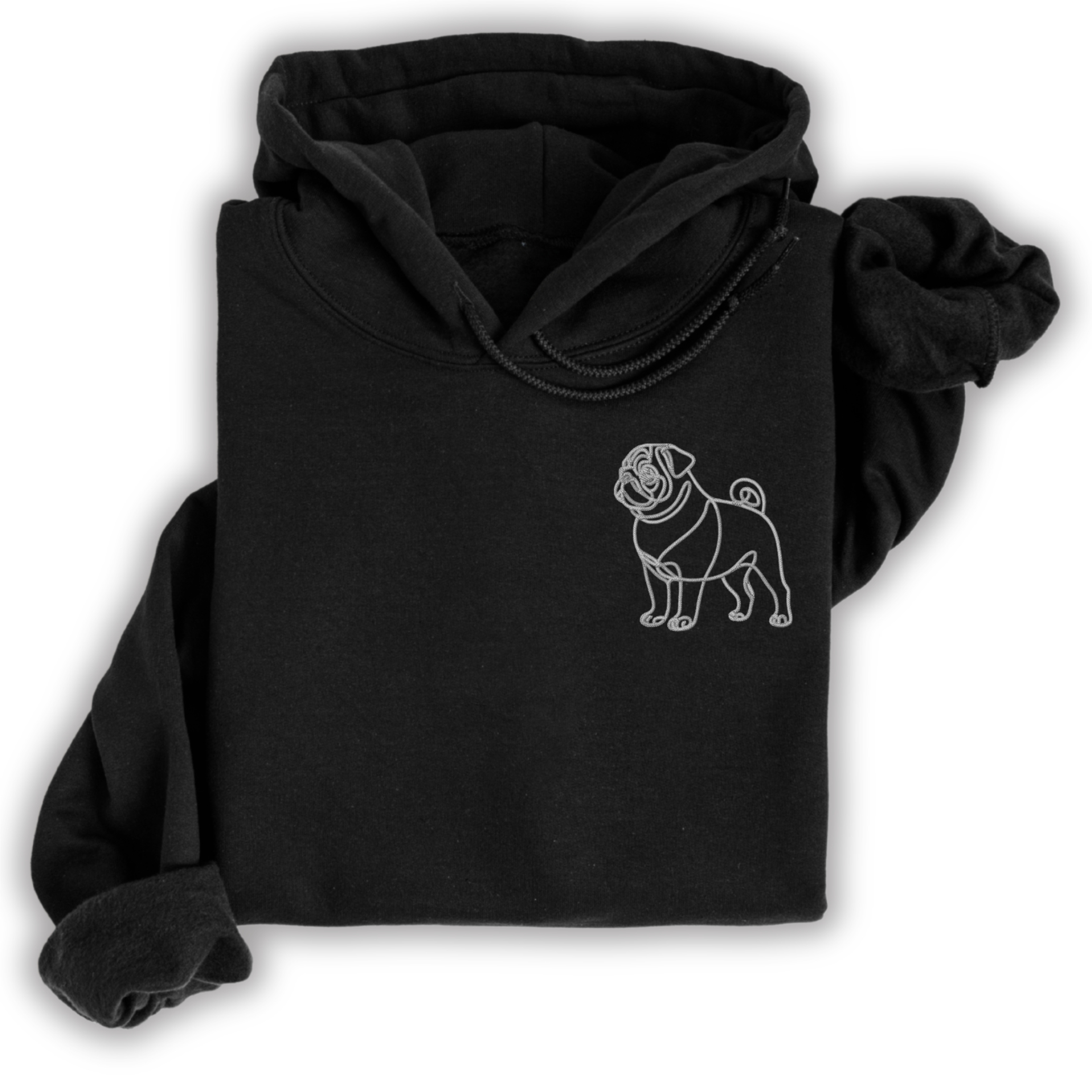 Hoodie Mops Pug gestickt Hund wählbare Stickerei kuschelig Stickerei personalisiert