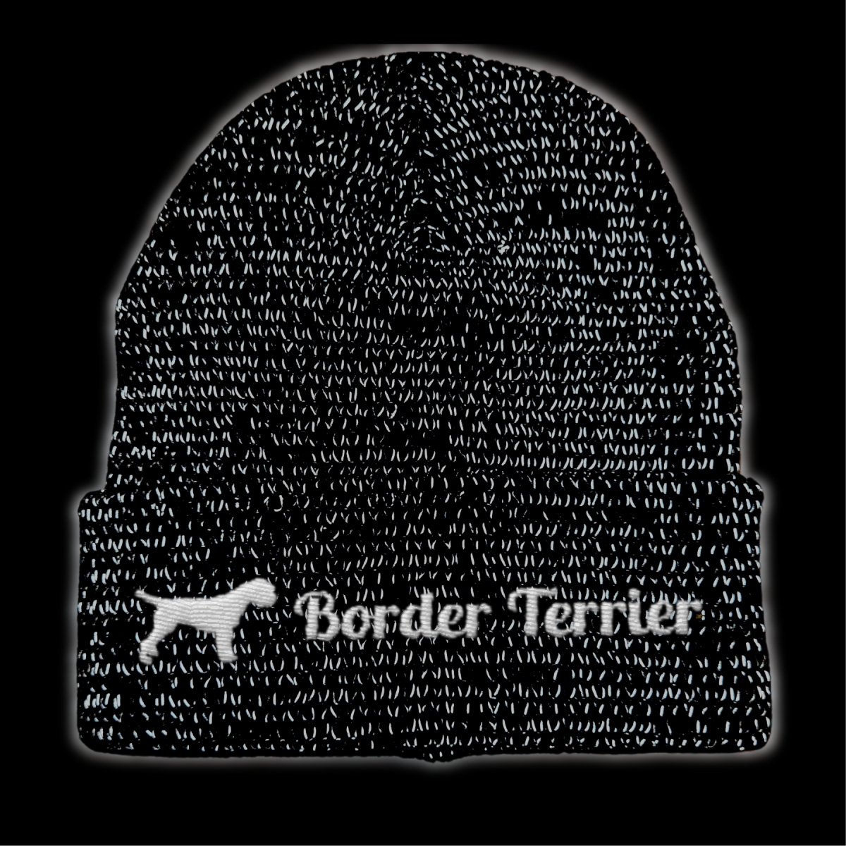 Border Terrier reflektierende Mütze Stickerei Hund Winter Strickmütze reflex Beanie warm