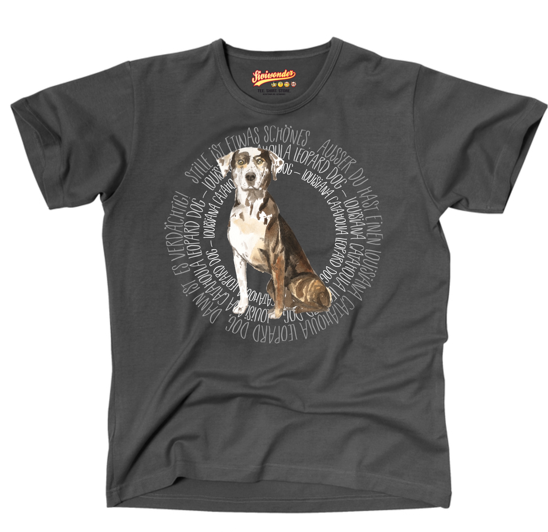 LOUISIANA CATAHOULA LEOPARD DOG UNISEX T-SHIRT CIRCLE Watercolor by SIVIWONDER
