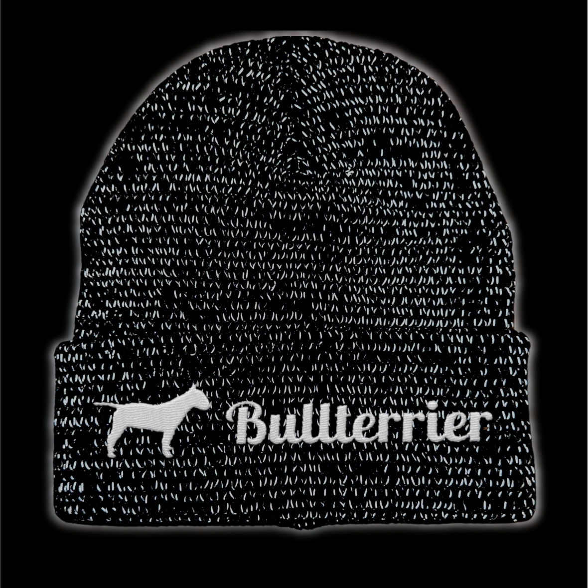 Bullterrier reflektierende Mütze Stickerei Hund Winter Strickmütze reflex Beanie warm