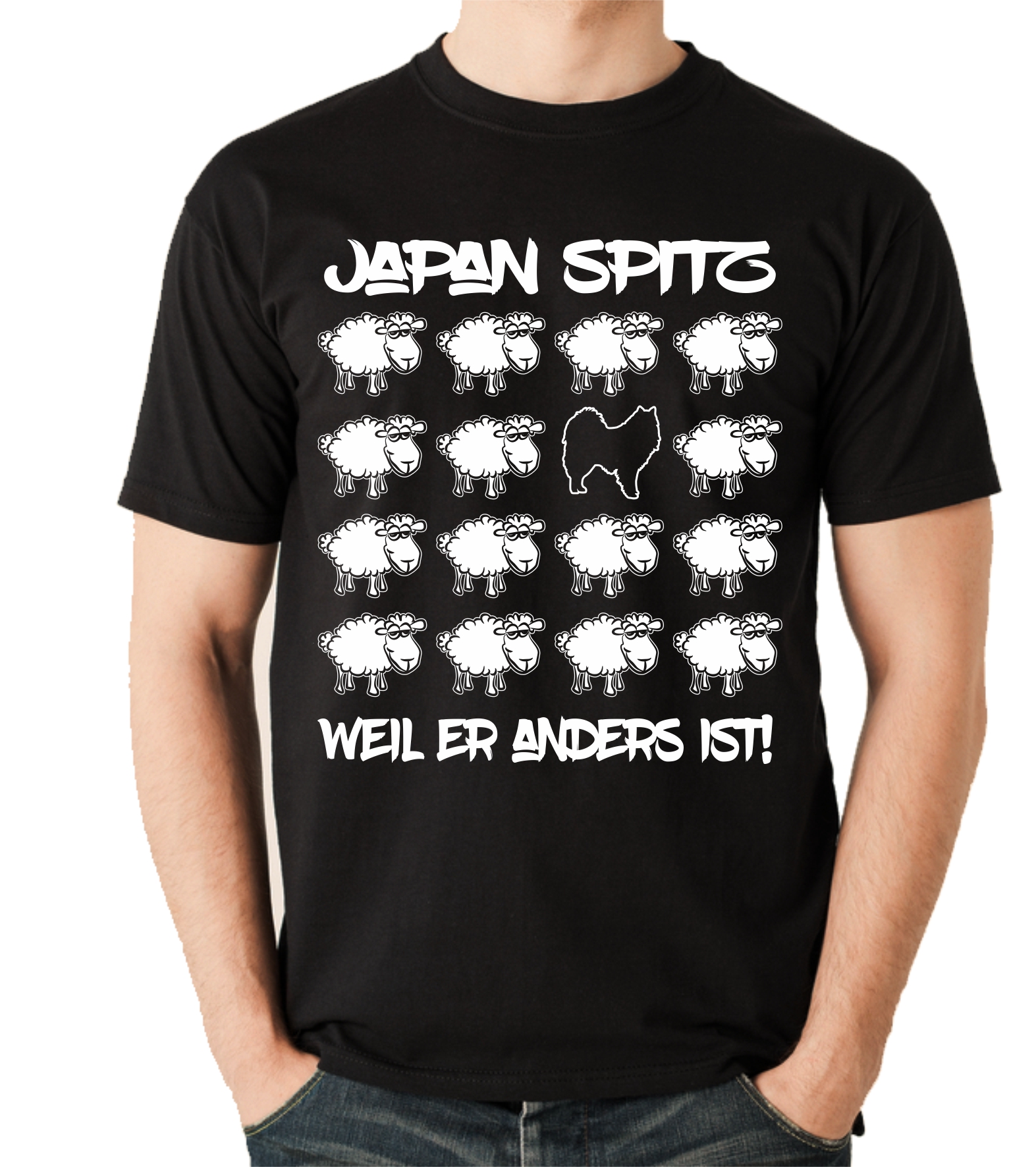 JAPAN SPITZ UNISEX T-SHIRT BLACK SHEEP by SIVIWONDER