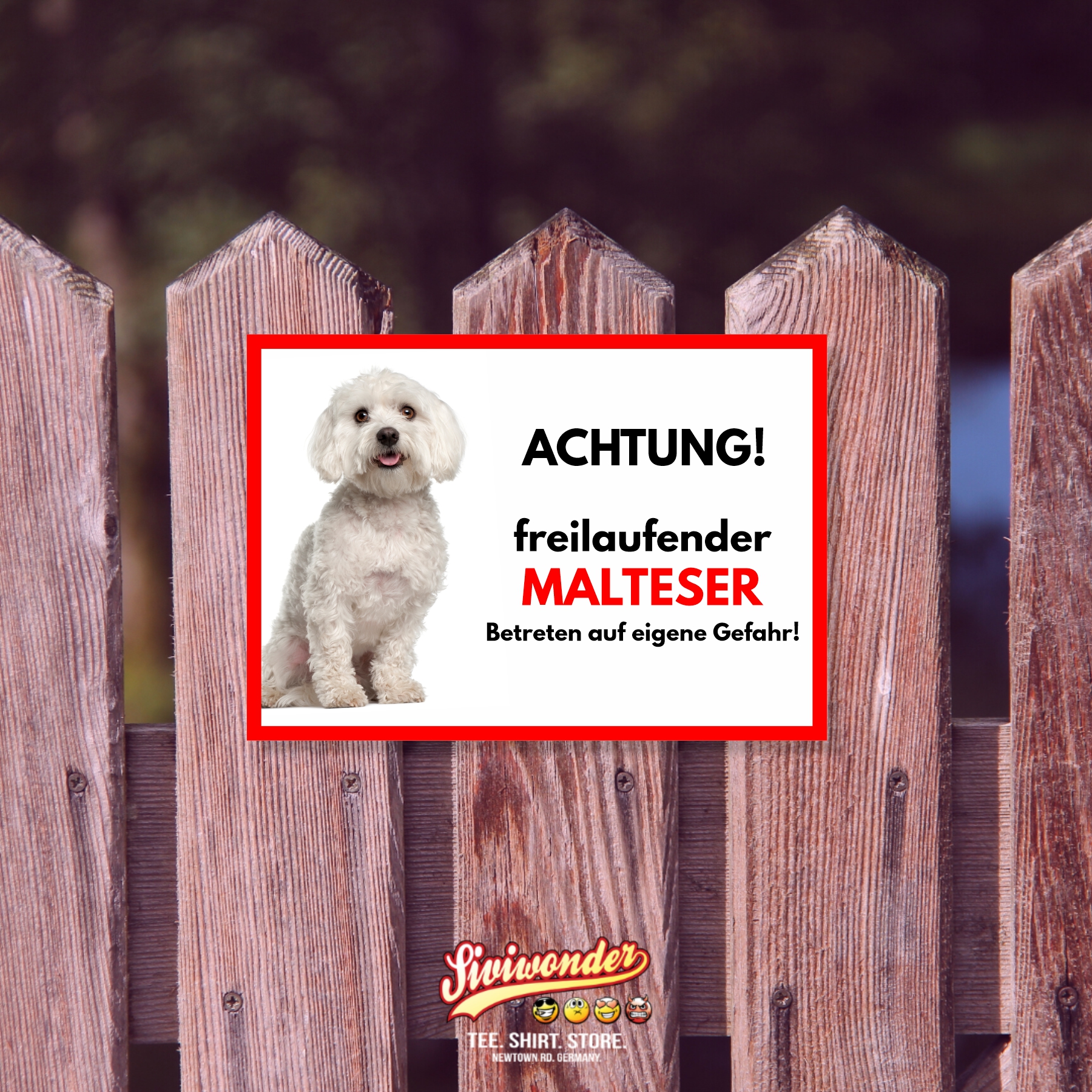 Malteser Freilaufender Hund Dog Schild Spruch Türschild Hundeschild Warnschild