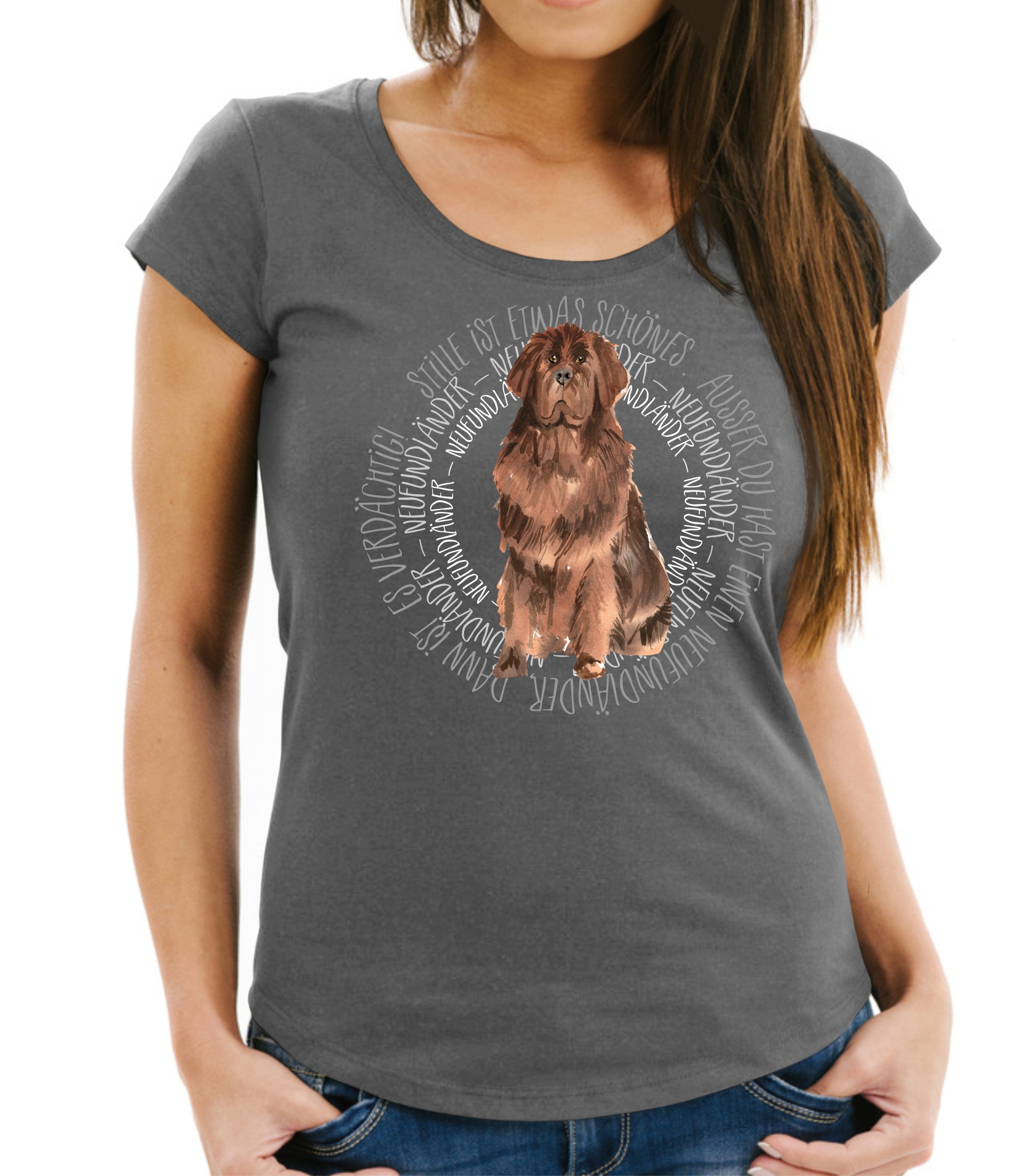 NEUFUNDLÄNDER DAMEN T-SHIRT CIRCLE Watercolor by SIVIWONDER