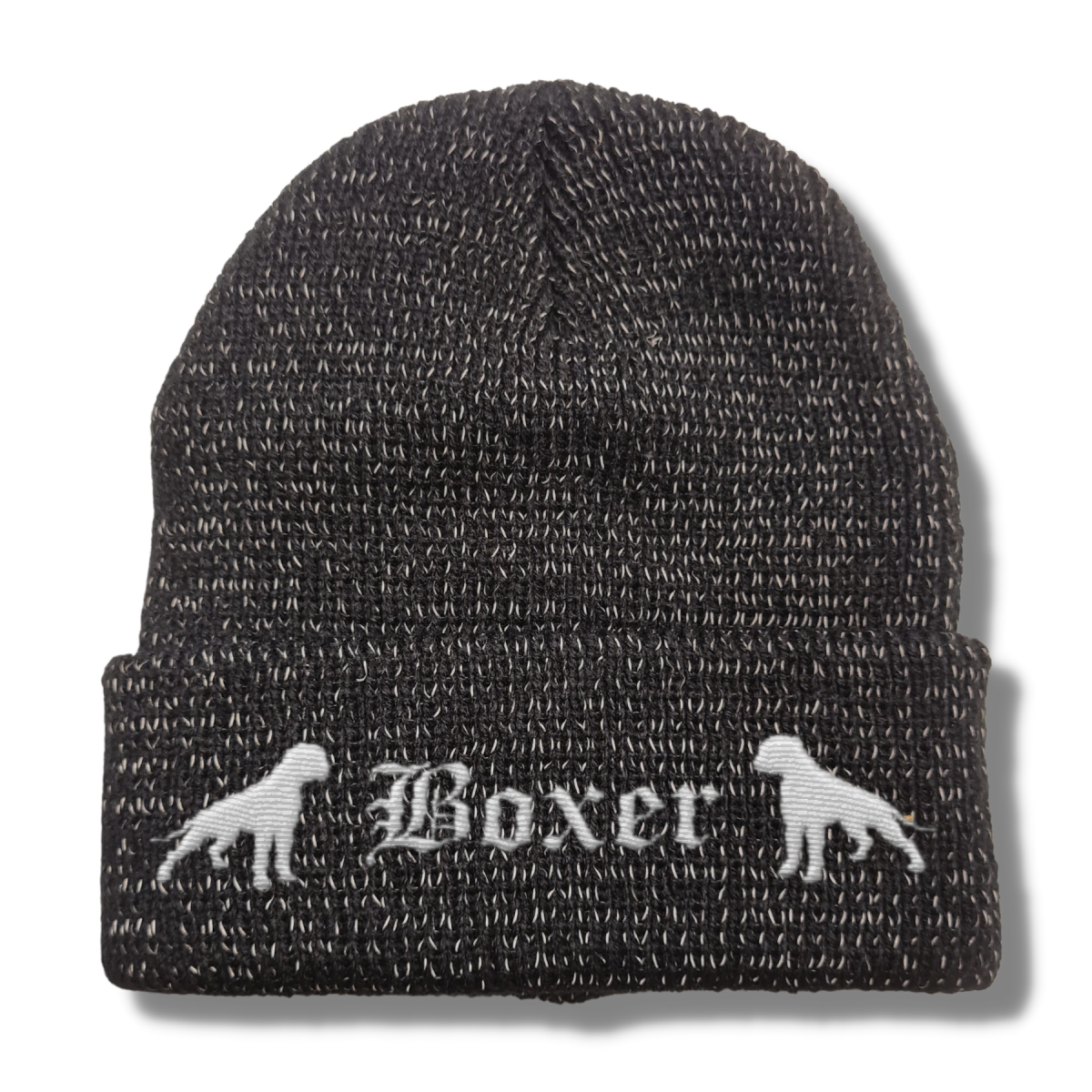 Bad Boxer reflektierende Mütze Stickerei Hund Winter Strickmütze reflex Beanie warm
