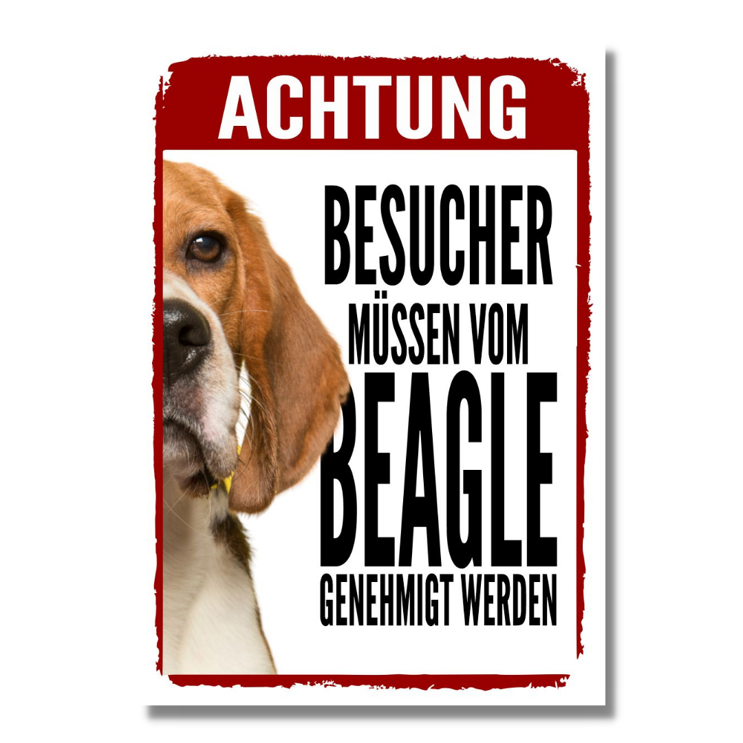 Beagle Genehmigung Dog Schild Spruch Türschild Hundeschild Warnschild