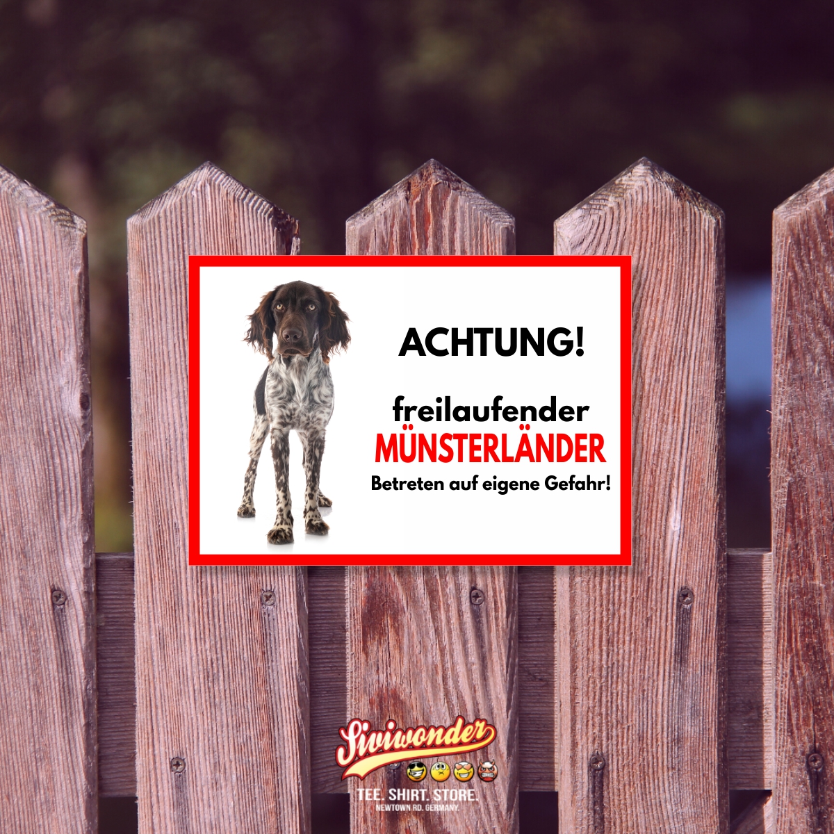 Münsterländer Freilaufender Hund Dog Schild Spruch Türschild Hundeschild Warnschild
