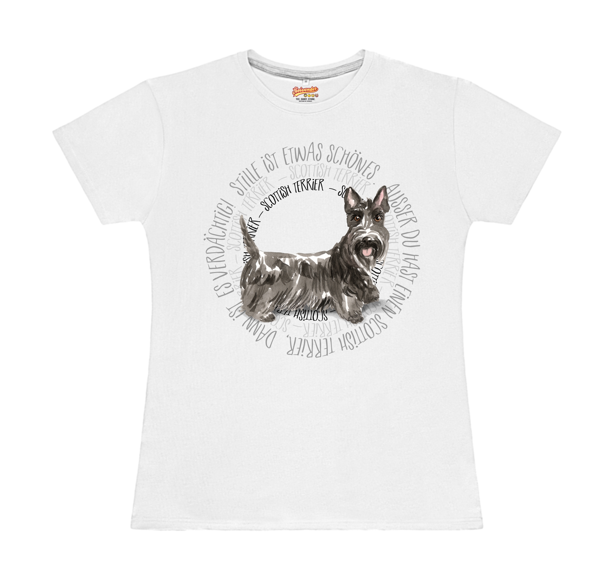 SCOTTISH TERRIER DAMEN T-SHIRT CIRCLE Watercolor by SIVIWONDER
