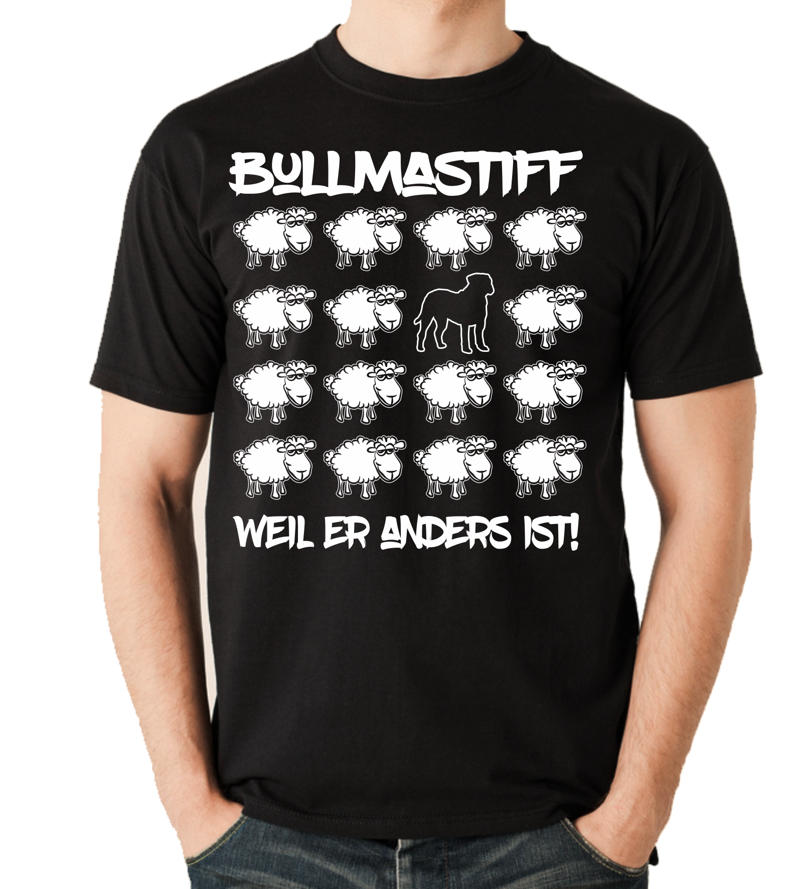 BULLMASTIFF UNISEX T-SHIRT BLACK SHEEP by SIVIWONDER
