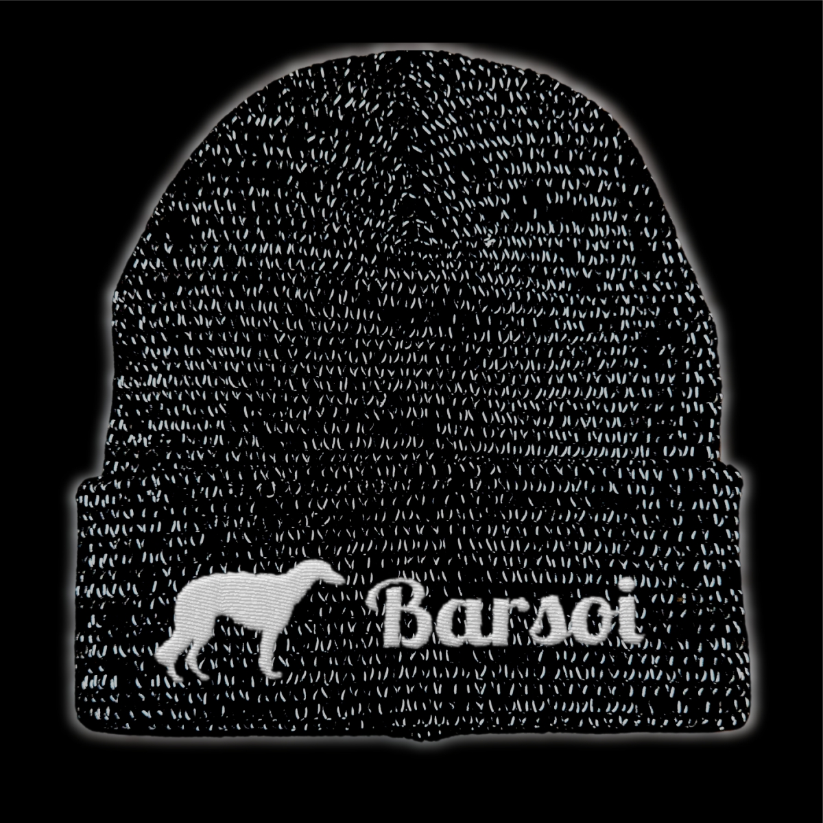 Barsoi reflektierende Mütze Stickerei Hund Winter Strickmütze reflex Beanie warm