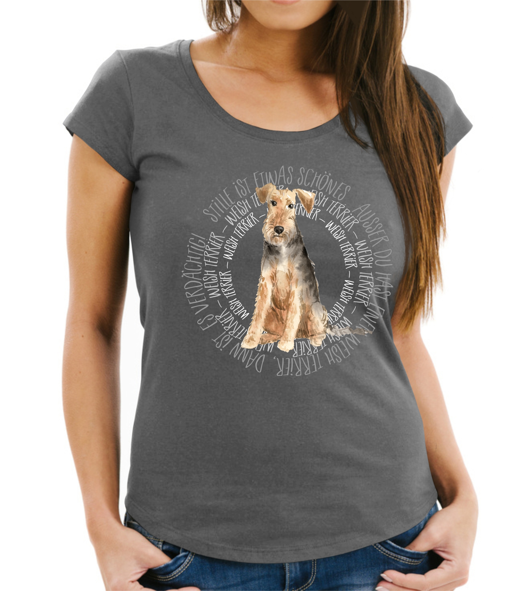 WELSH TERRIER DAMEN T-SHIRT CIRCLE Watercolor by SIVIWONDER