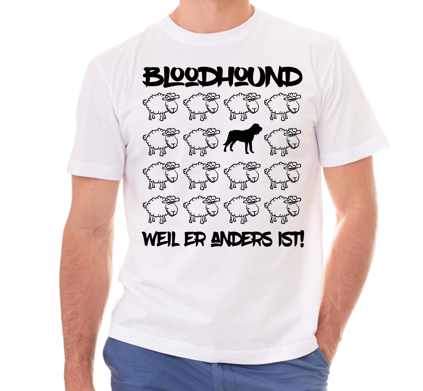 BLOODHOUND UNISEX T-SHIRT BLACK SHEEP by SIVIWONDER